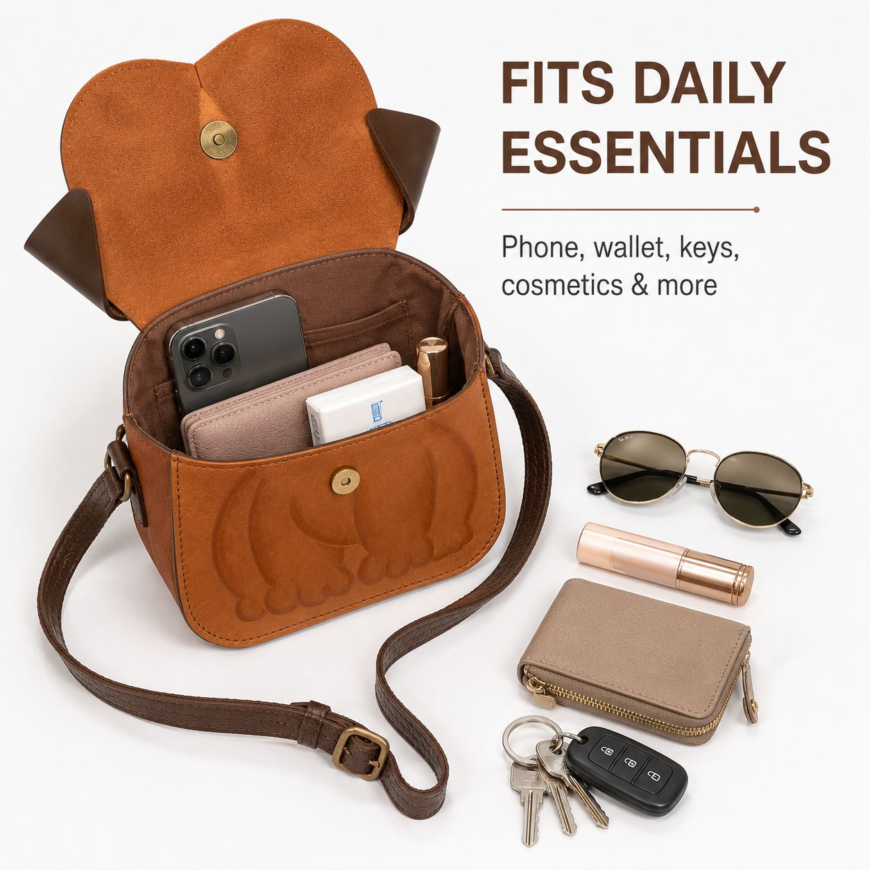 Handcrafted Bulldog Leather Crossbody Bag