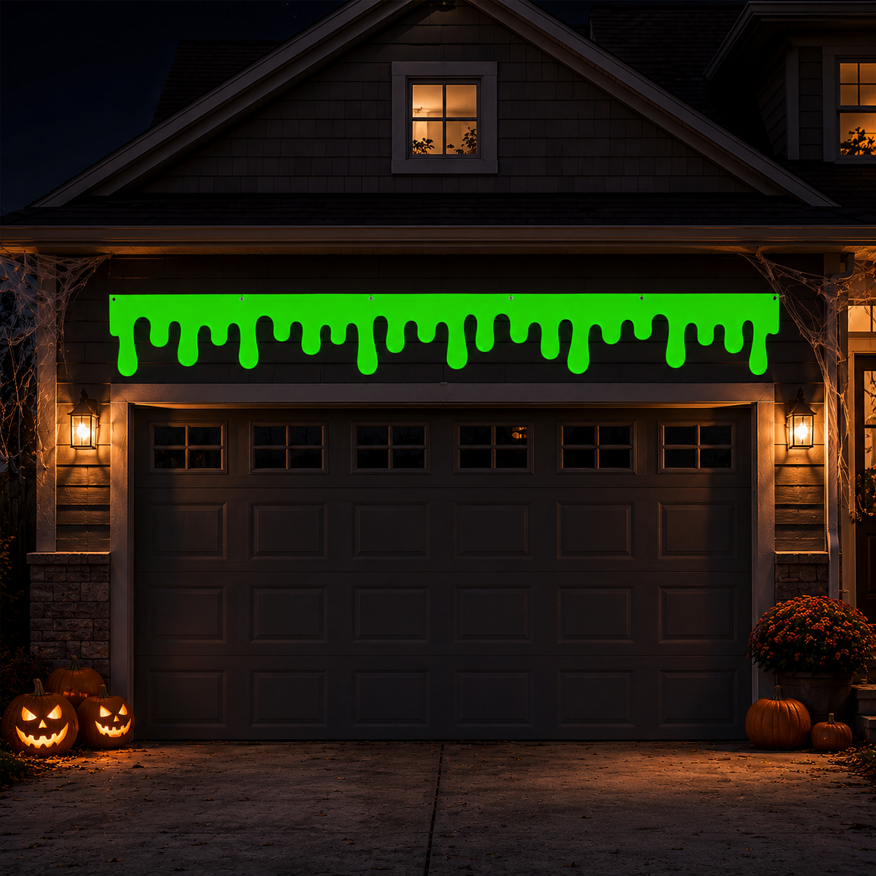 Halloween Neon Green Slime Banner, 19.6 x 79 Inch Glow in the Dark Dripping Slime Party Banner