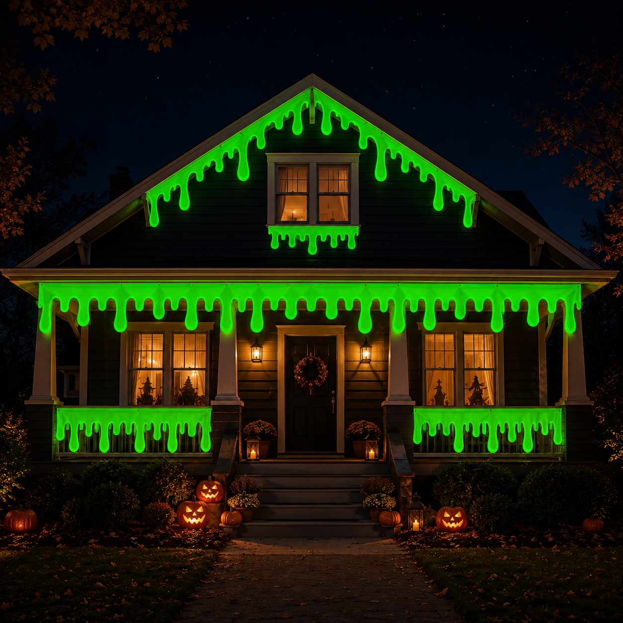 Halloween Neon Green Slime Banner, 19.6 x 79 Inch Glow in the Dark Dripping Slime Party Banner