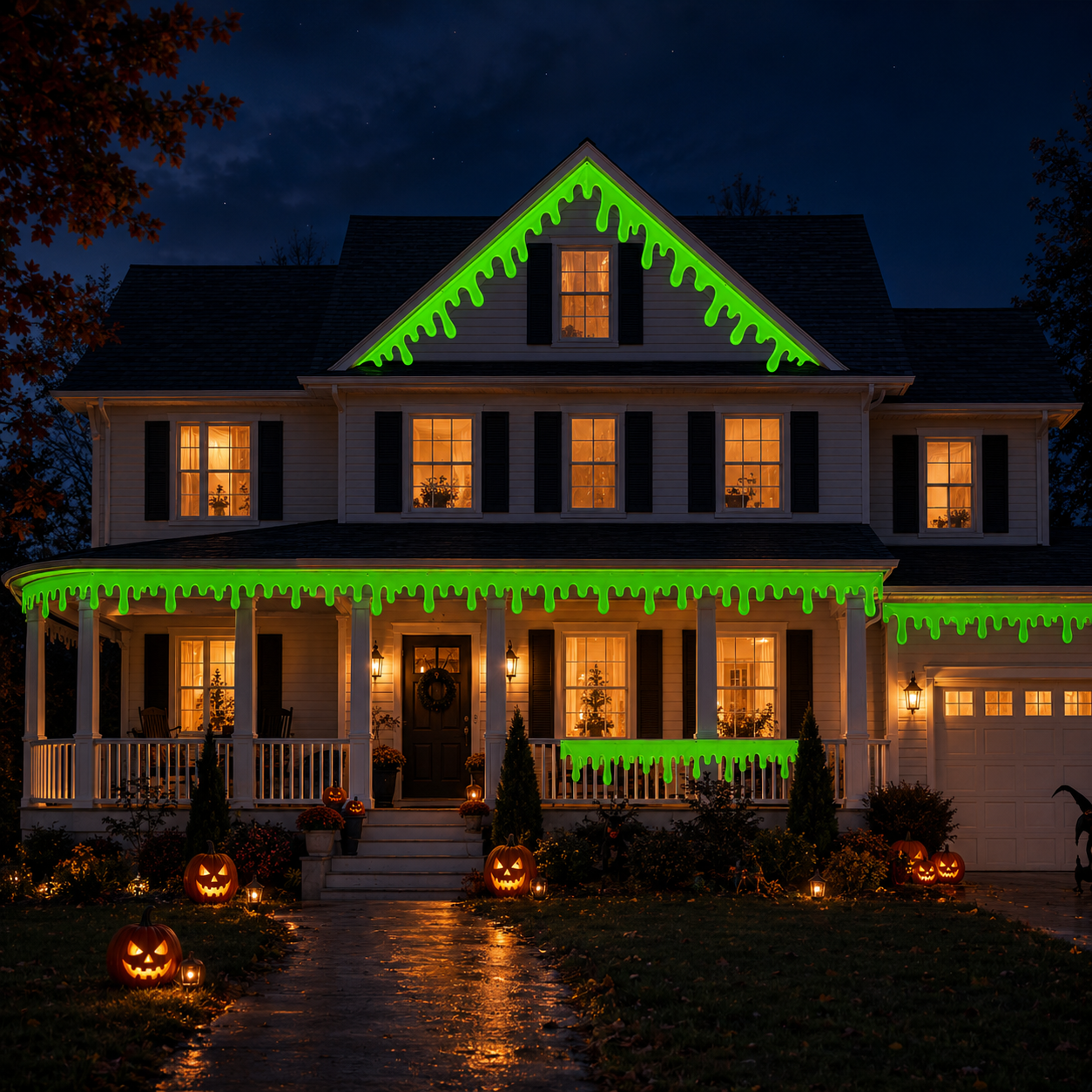 Halloween Neon Green Slime Banner, 19.6 x 79 Inch Glow in the Dark Dripping Slime Party Banner