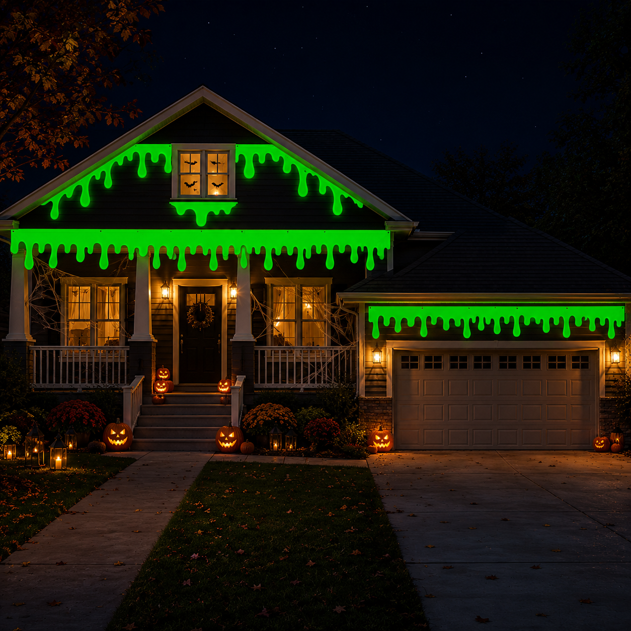 Halloween Neon Green Slime Banner, 19.6 x 79 Inch Glow in the Dark Dripping Slime Party Banner