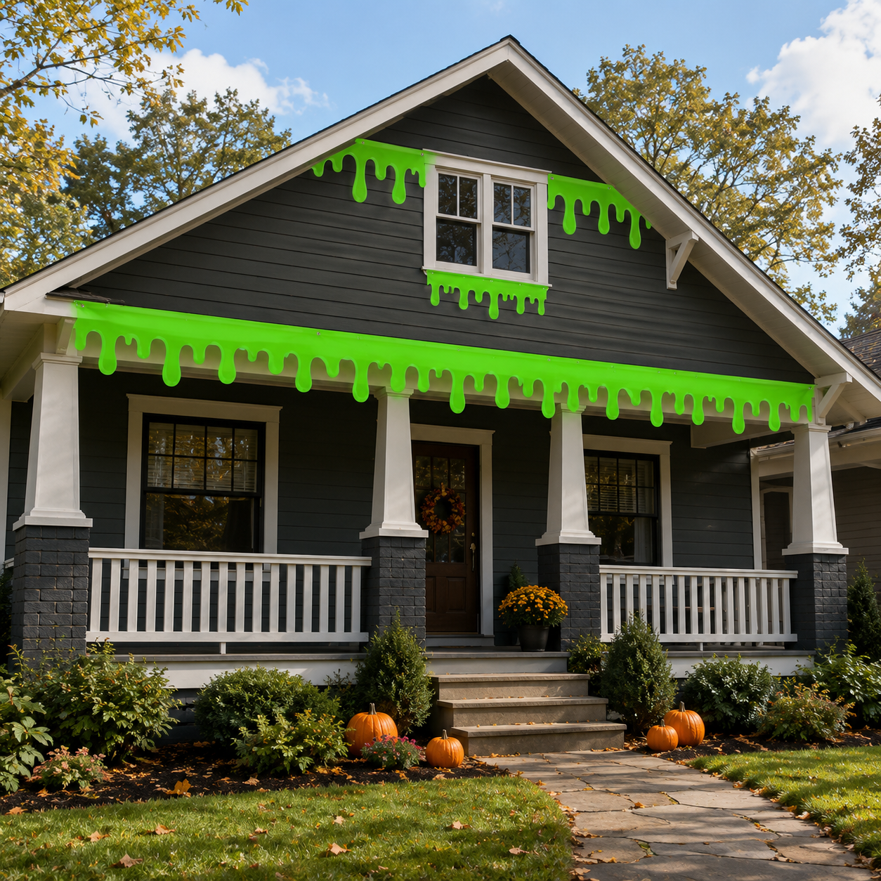 Halloween Neon Green Slime Banner, 19.6 x 79 Inch Glow in the Dark Dripping Slime Party Banner