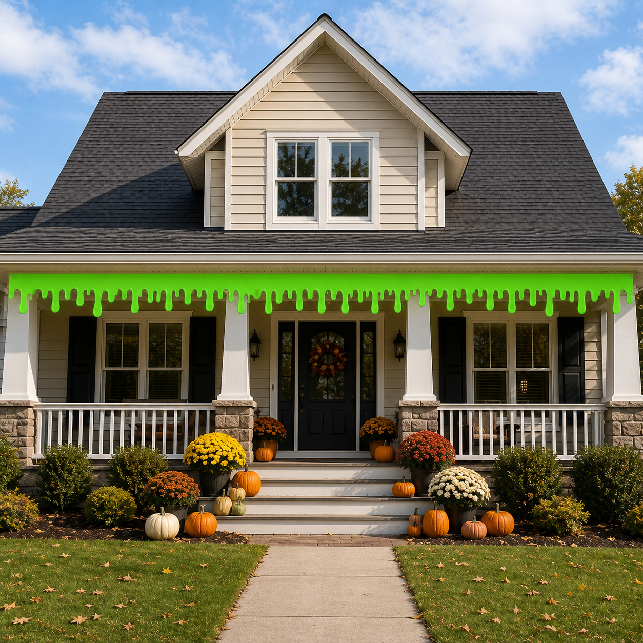 Halloween Neon Green Slime Banner, 19.6 x 79 Inch Glow in the Dark Dripping Slime Party Banner