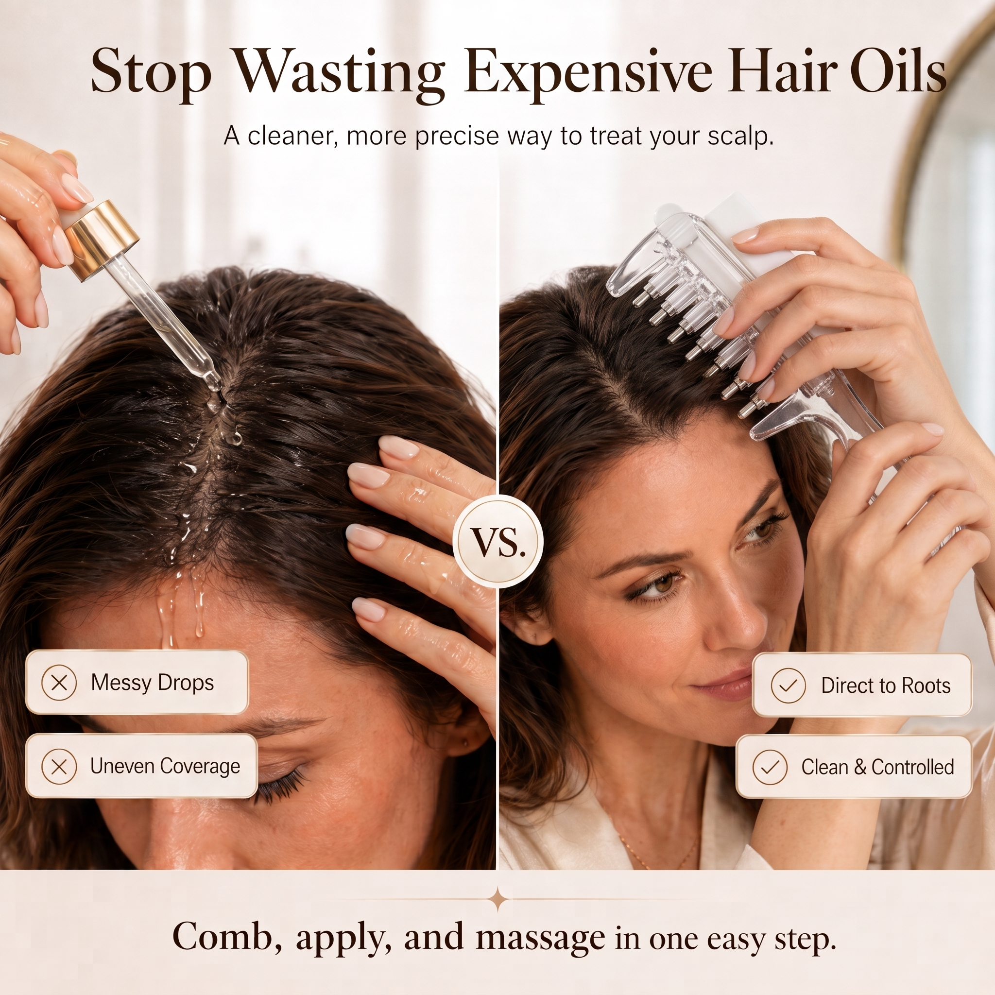 Scalp Liquid Applicator Comb | Refillable Hair Root Oil Massage Comb for Hair Care Treatment