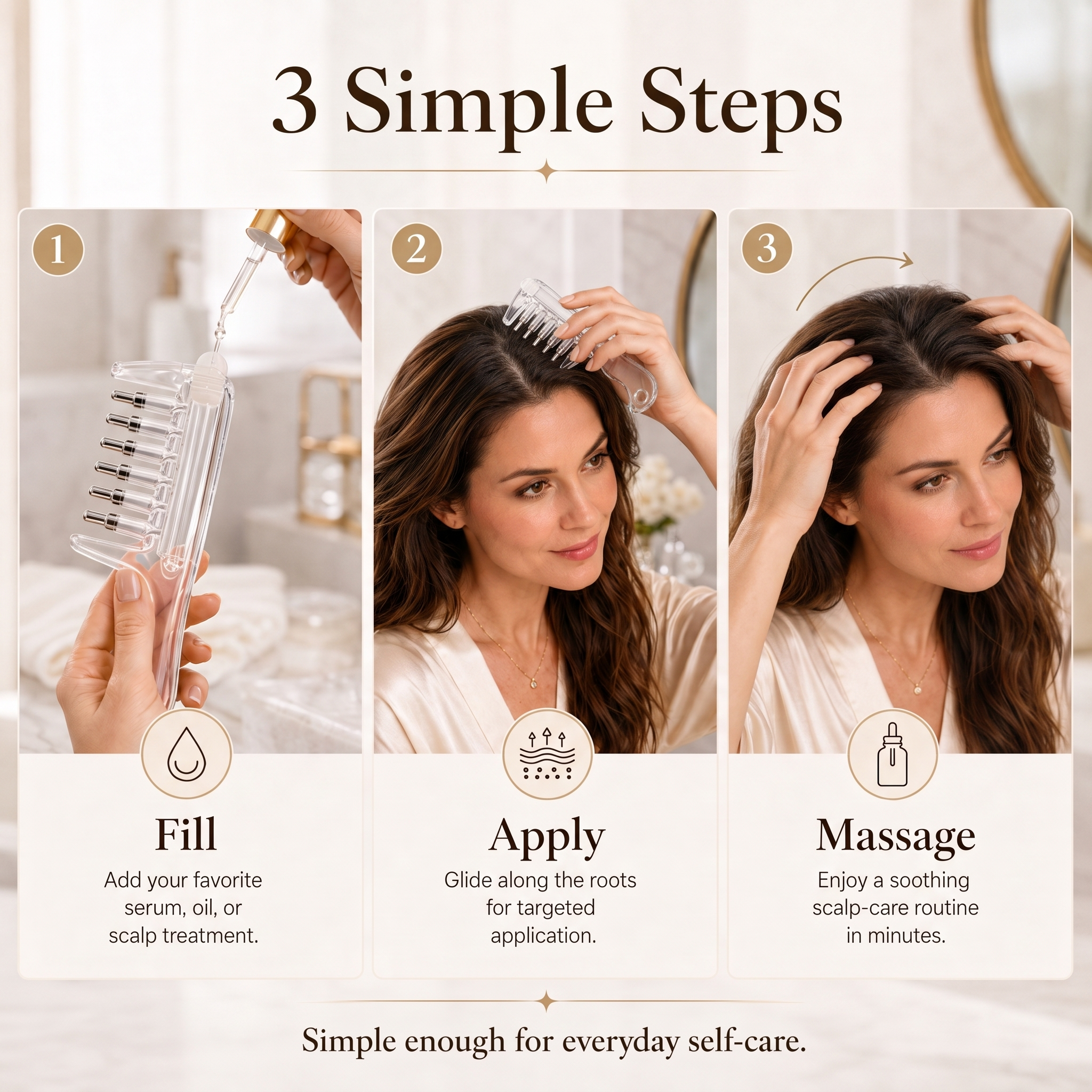 Scalp Liquid Applicator Comb | Refillable Hair Root Oil Massage Comb for Hair Care Treatment