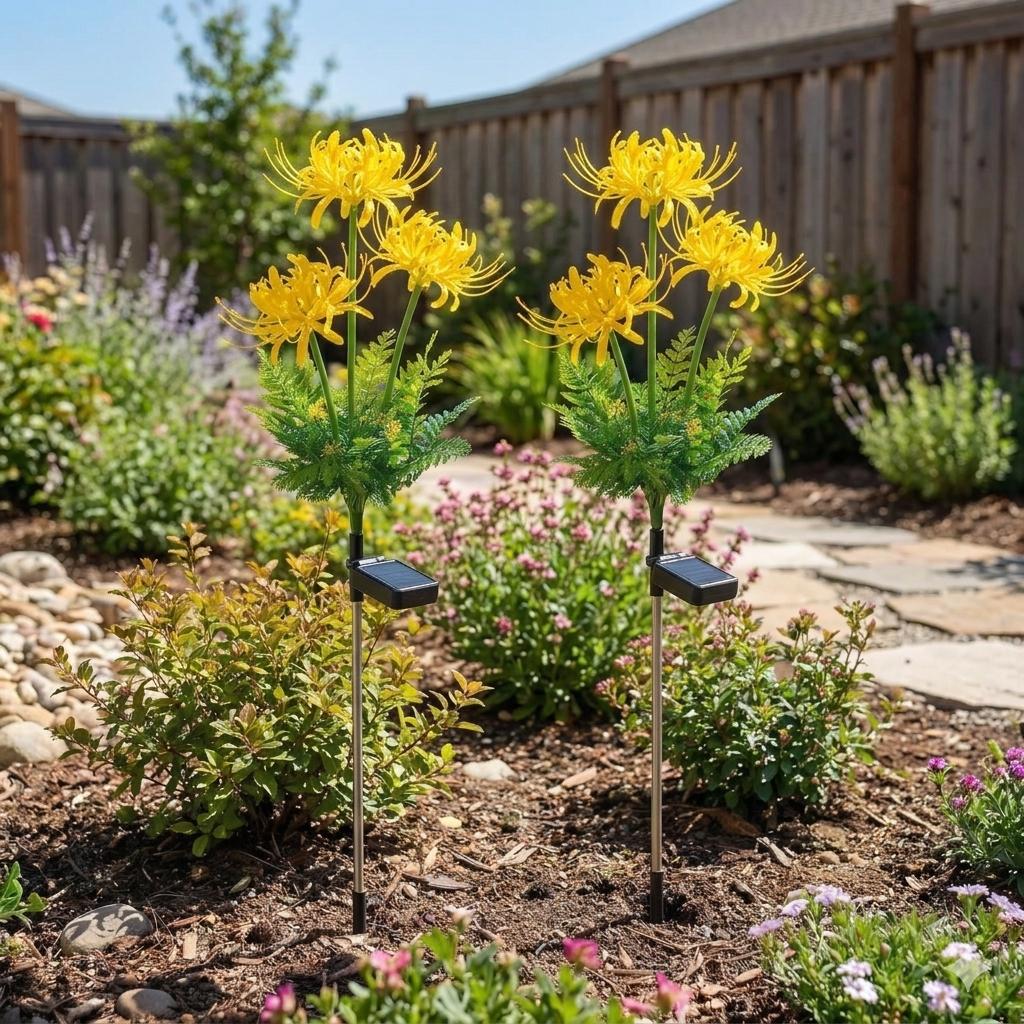 Set of  2 Outdoor Solar Lycoris Flower Garden Lights