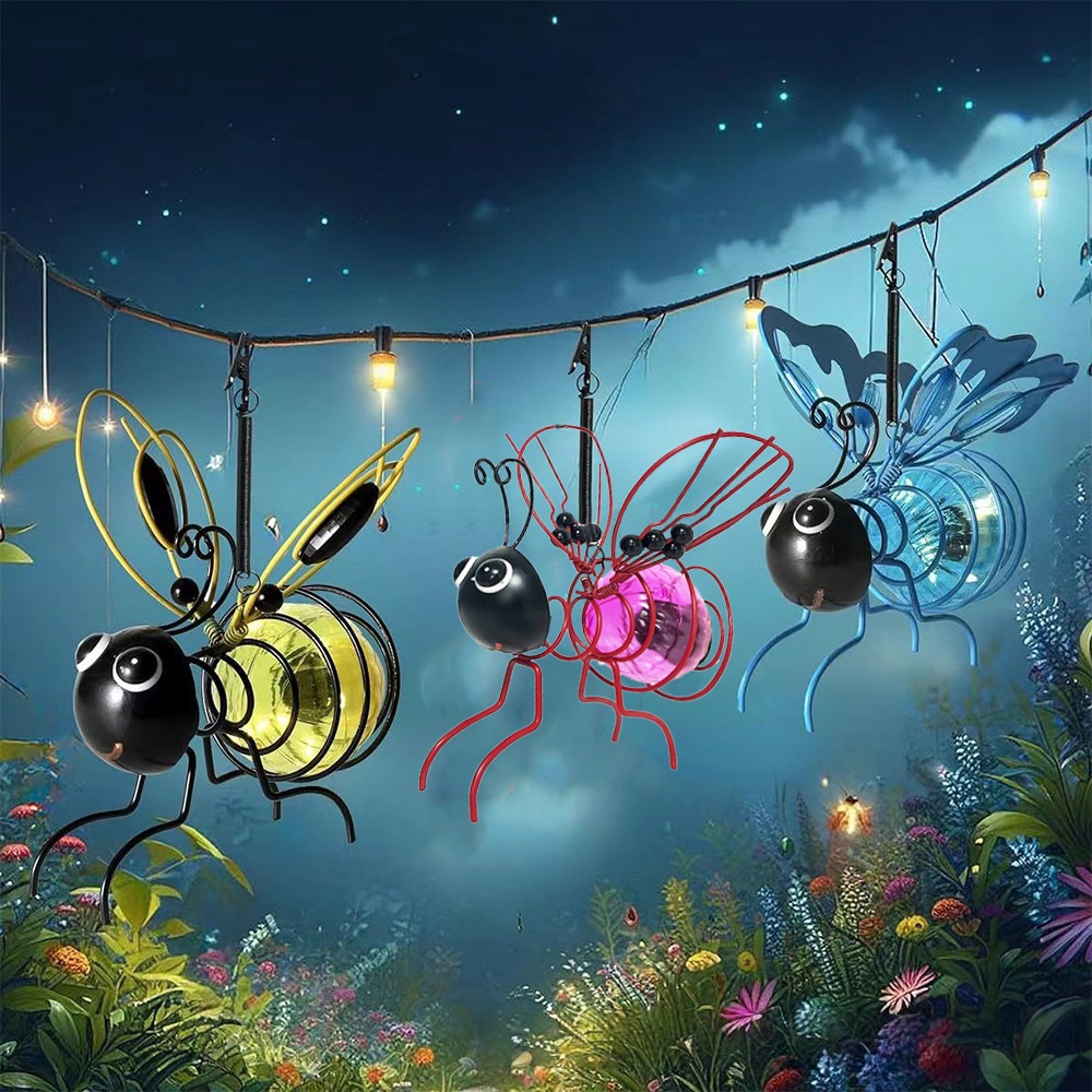 Hanging Bee Solar Light Decor for Outside