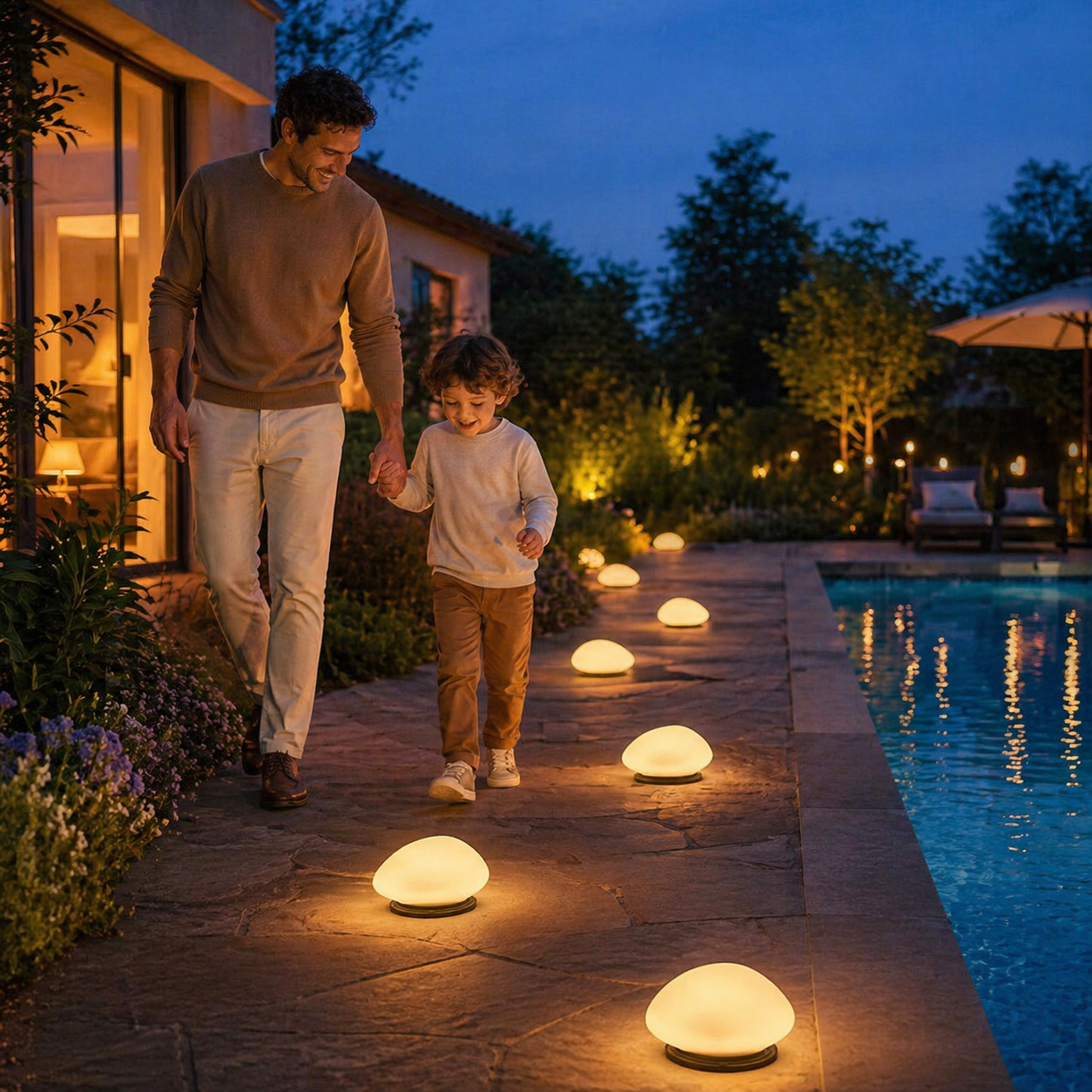 Solar Pebble Lights Outdoor Decor
