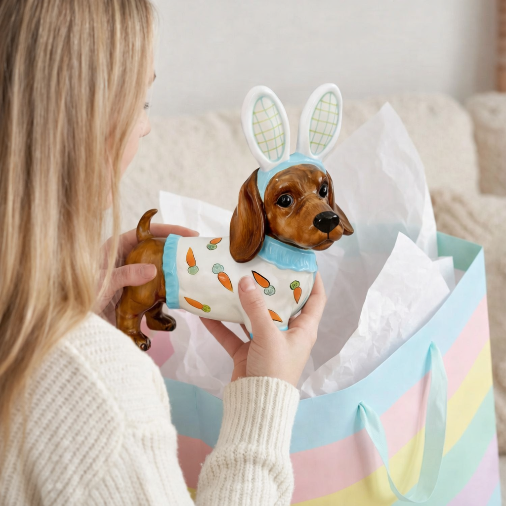 Easter Bunny Dachshund Statue