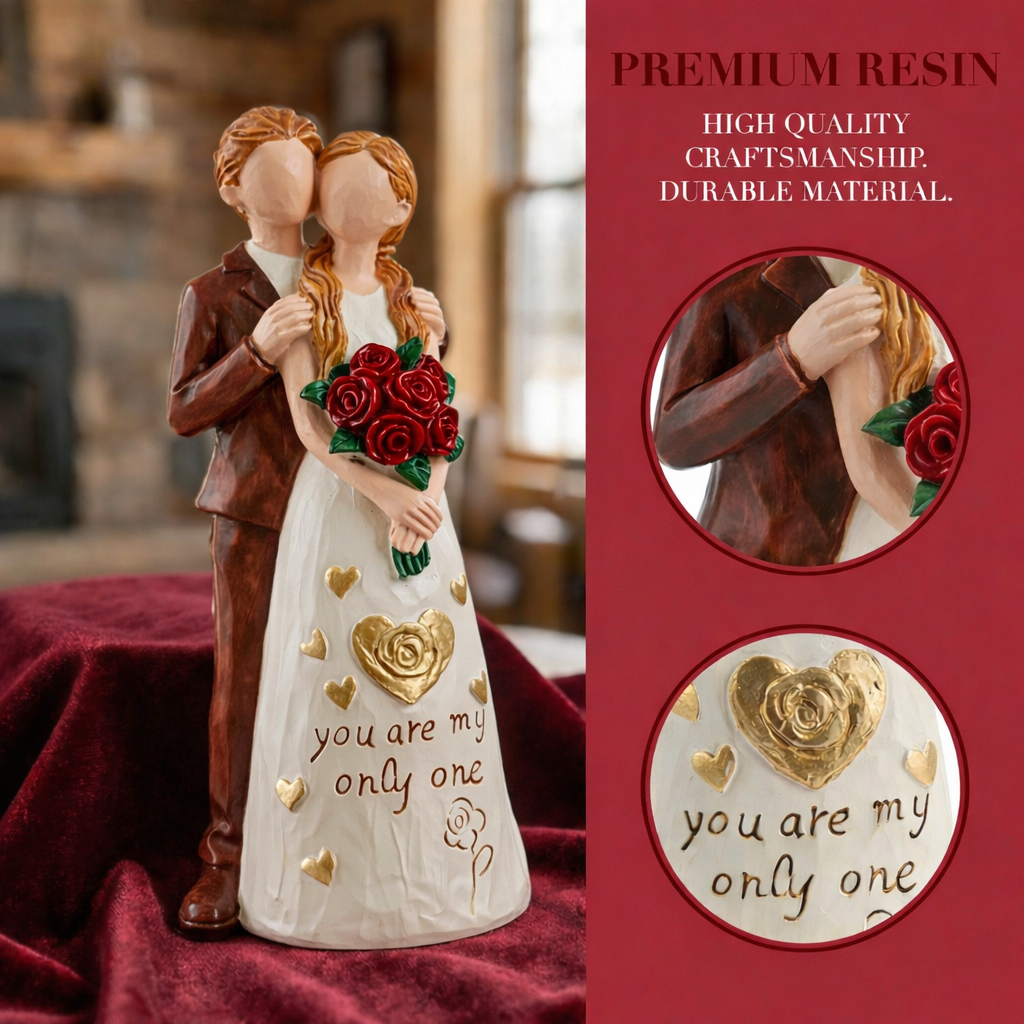 Valentine'S Day Sculpted Hand-Painted Romantic Couple Figurine
