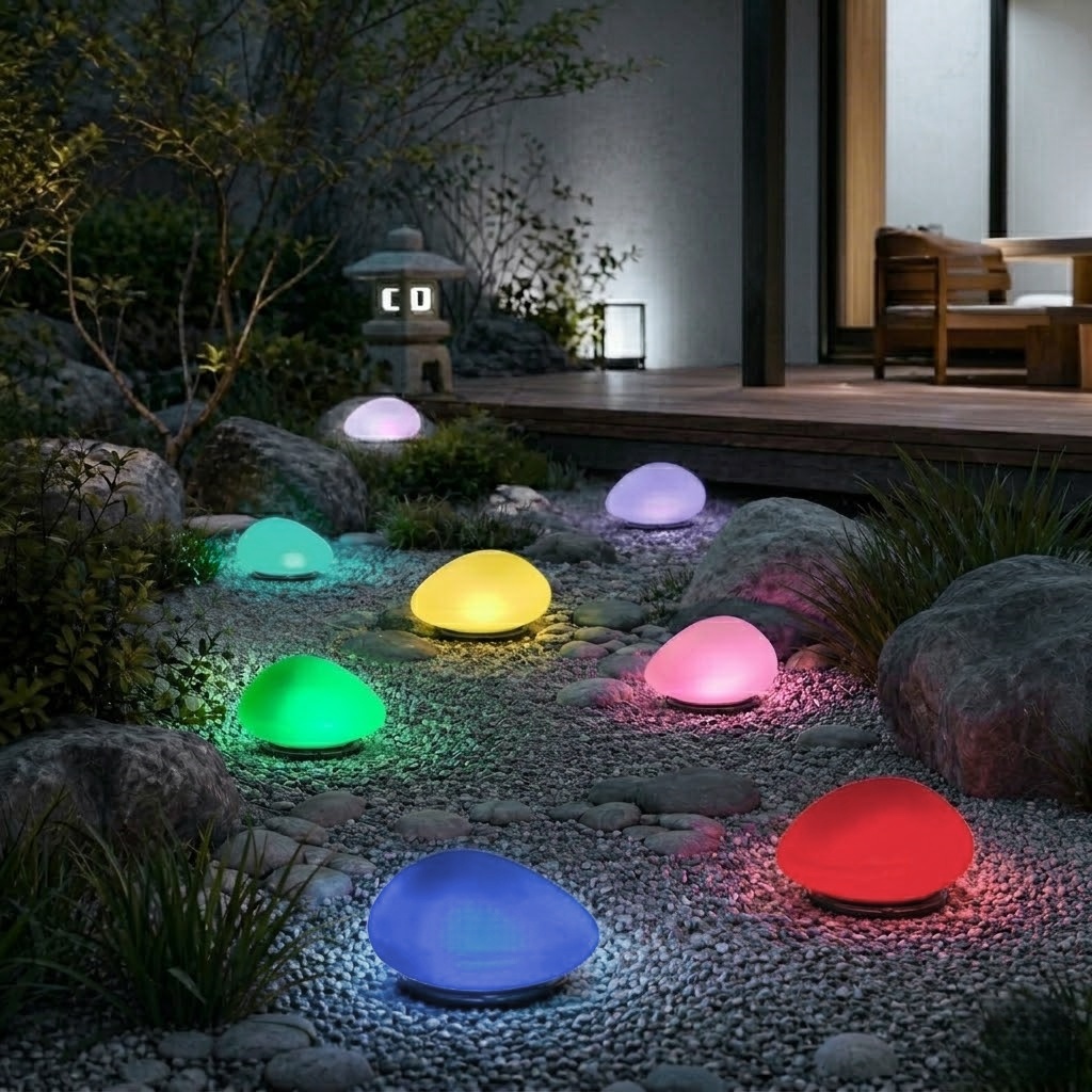 Solar Pebble Lights Outdoor Decor