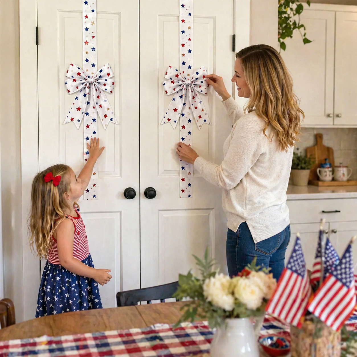 Independence Day & Memorial Day Cabinet Door Patriotic Bow Ribbons