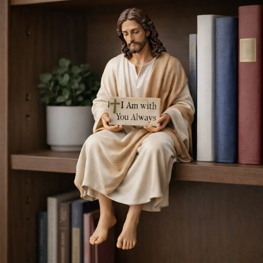 Hand-Painted Ceramic Jesus Figurine-Serene Desk Companion