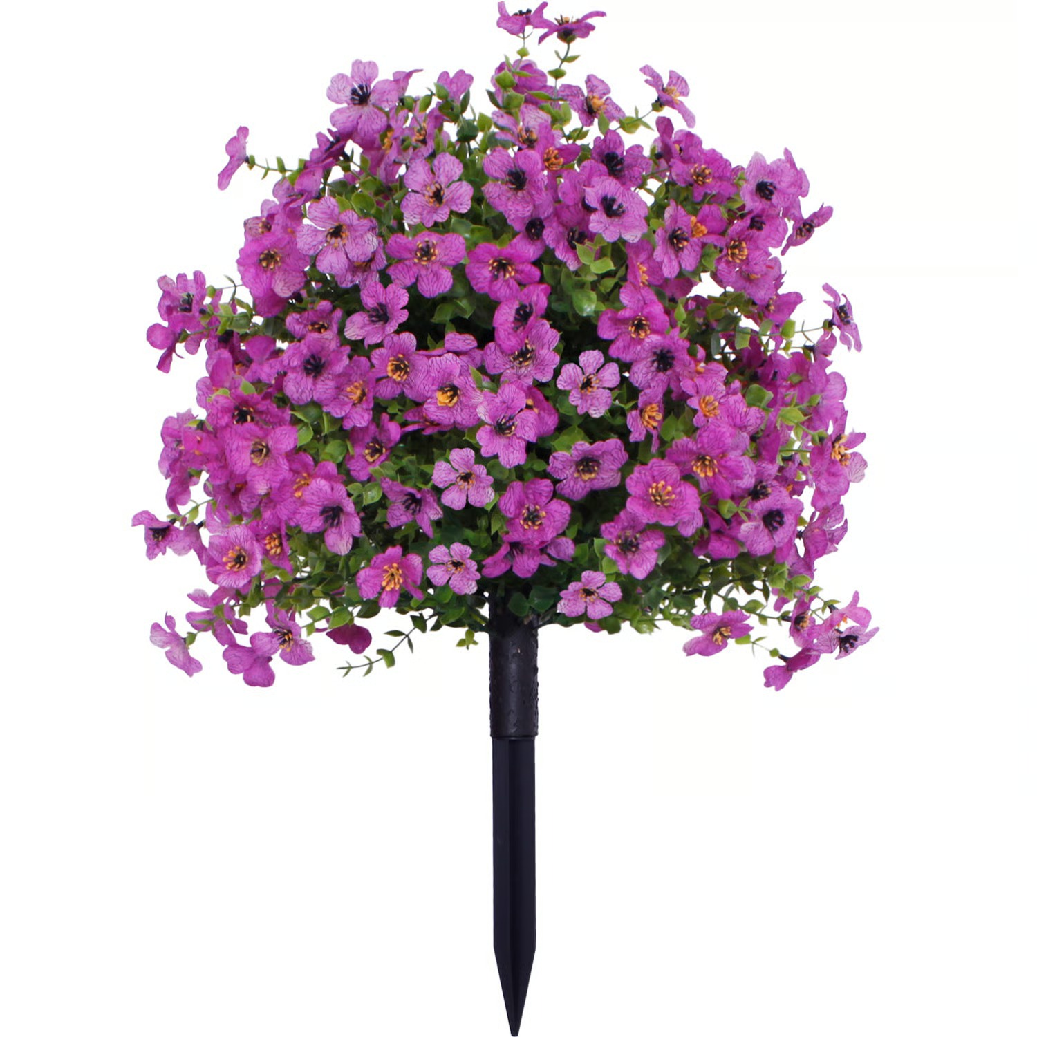 Artificial Boxwood Topiary Ball with Violet Flowers & Ground Spikes