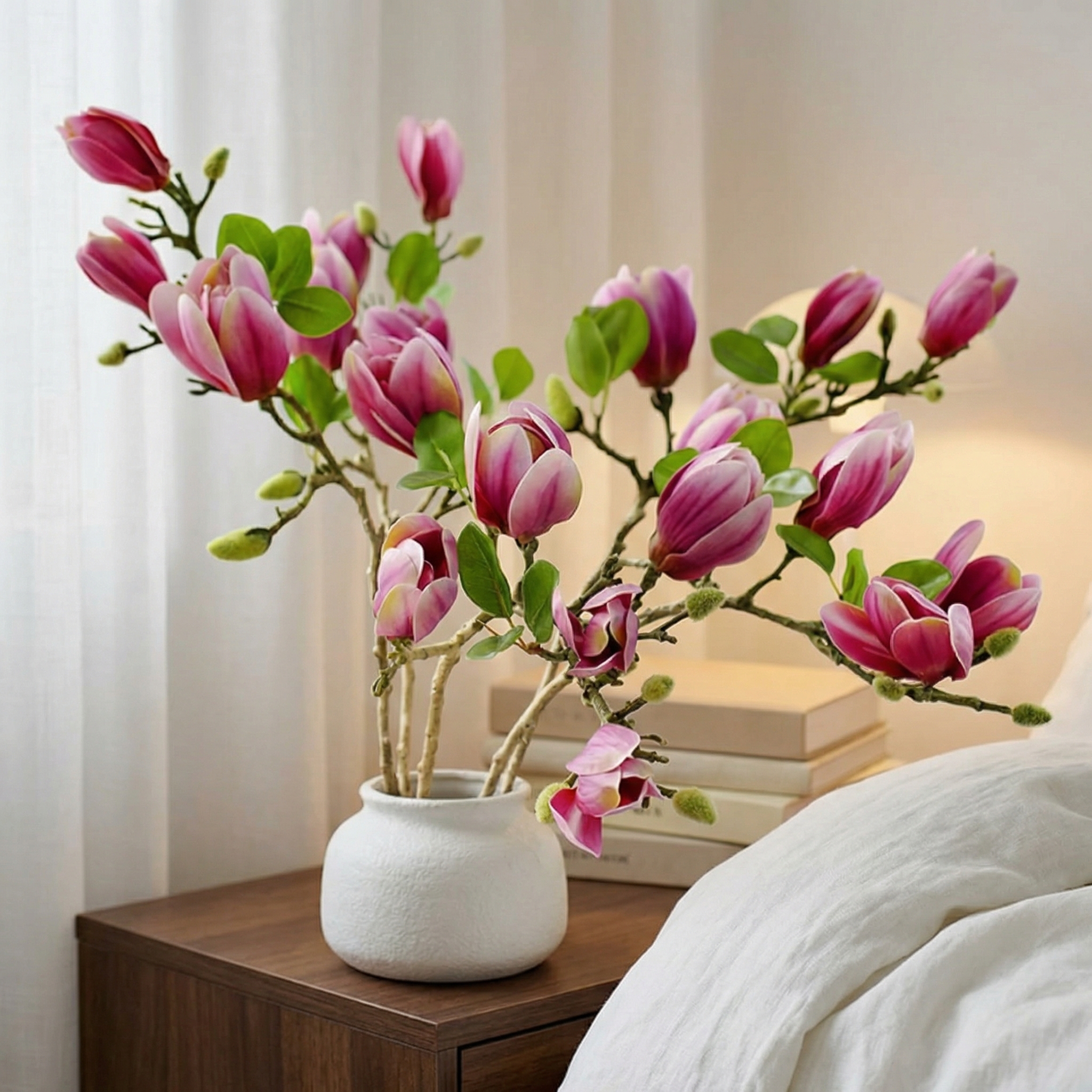 Artificial Magnolia Flower Branches Stem
