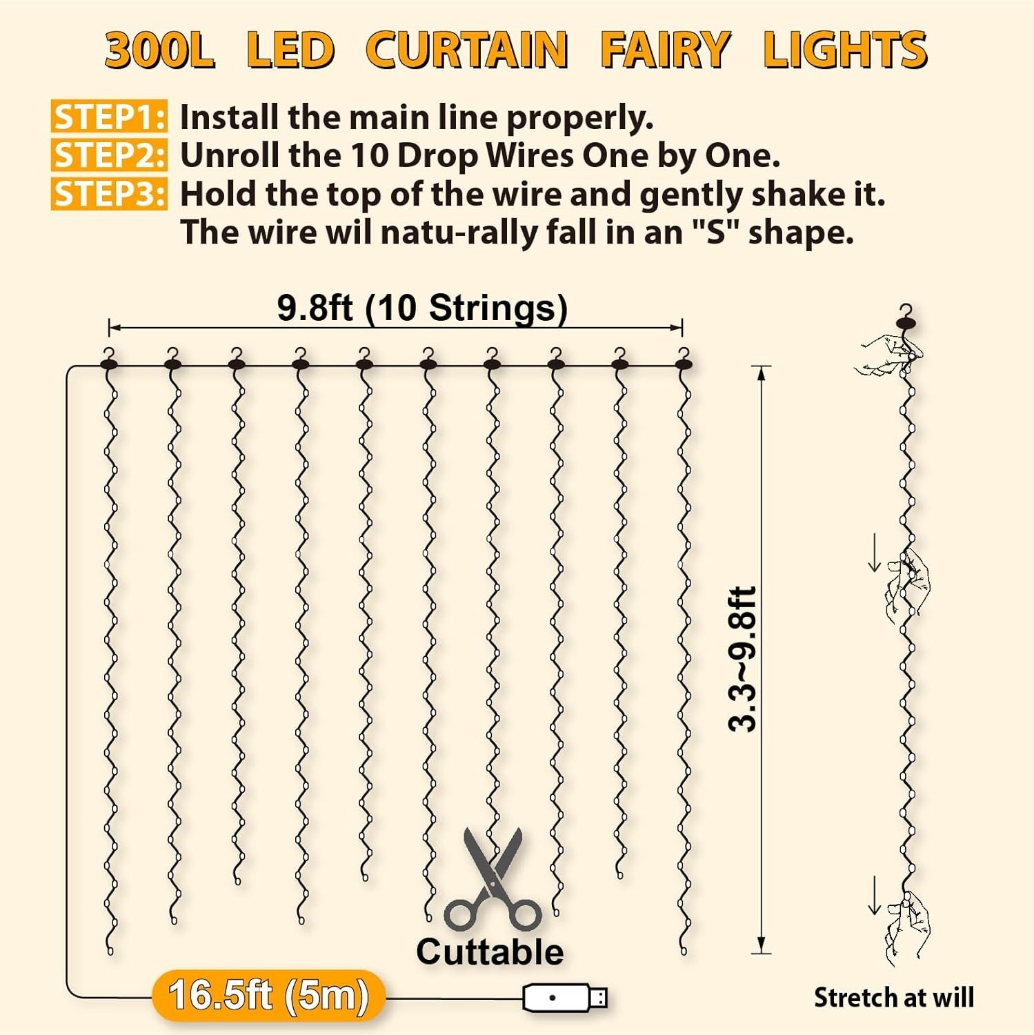 🎄Early Christmas Sale🔥Fairy String Hanging  Curtain Lights with Remote