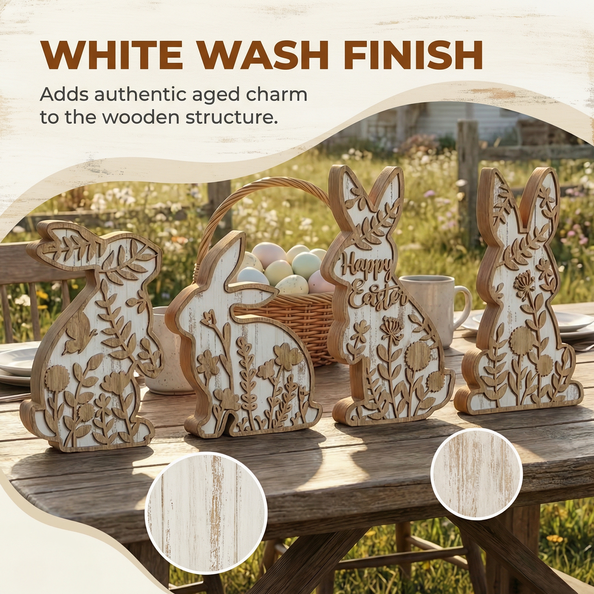 Easter Rabbit Table Wooden Signboard Decorative
