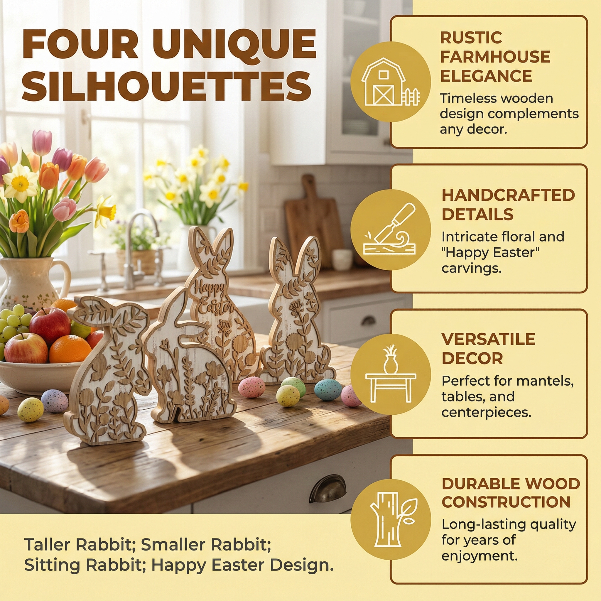 Easter Rabbit Table Wooden Signboard Decorative