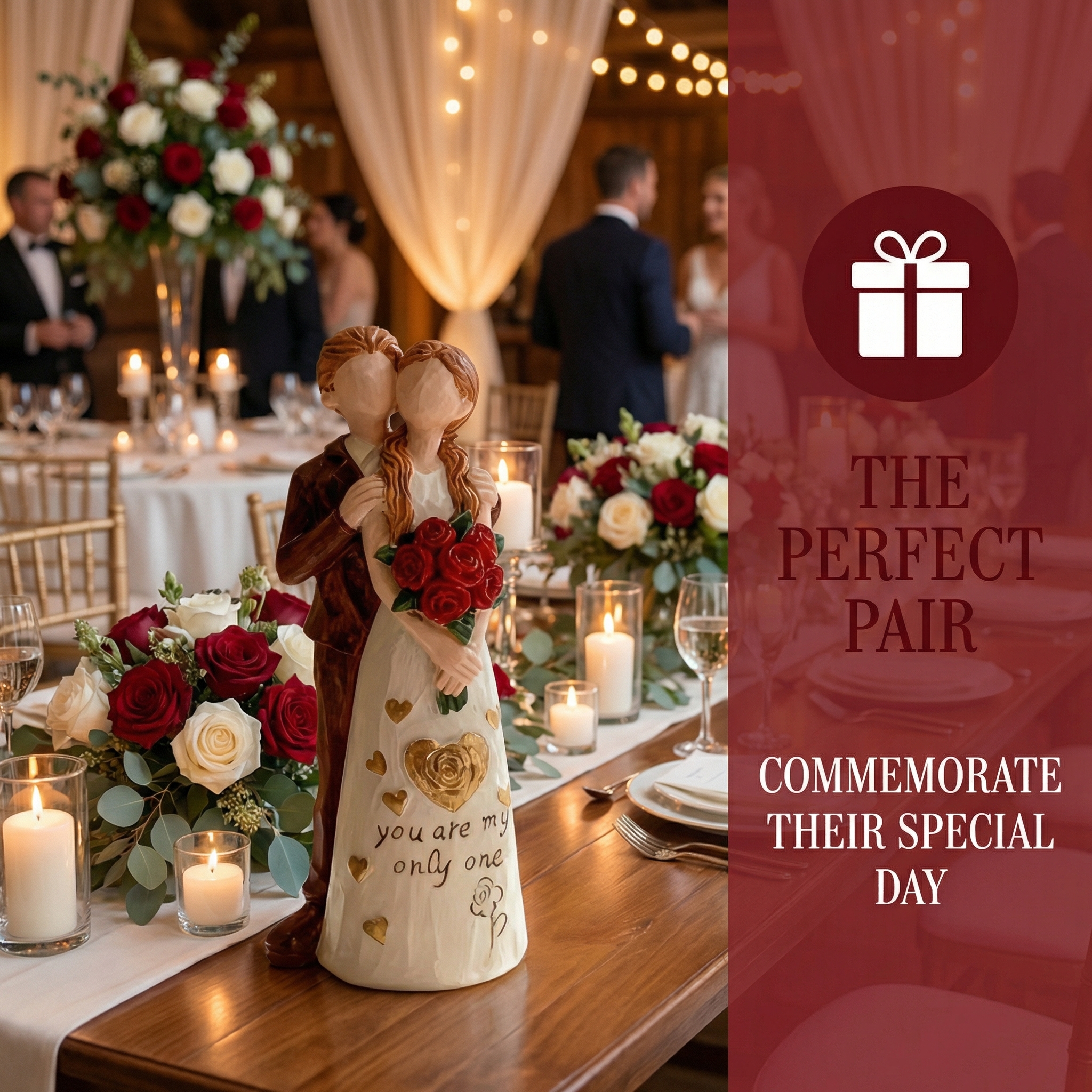 Valentine'S Day Sculpted Hand-Painted Romantic Couple Figurine