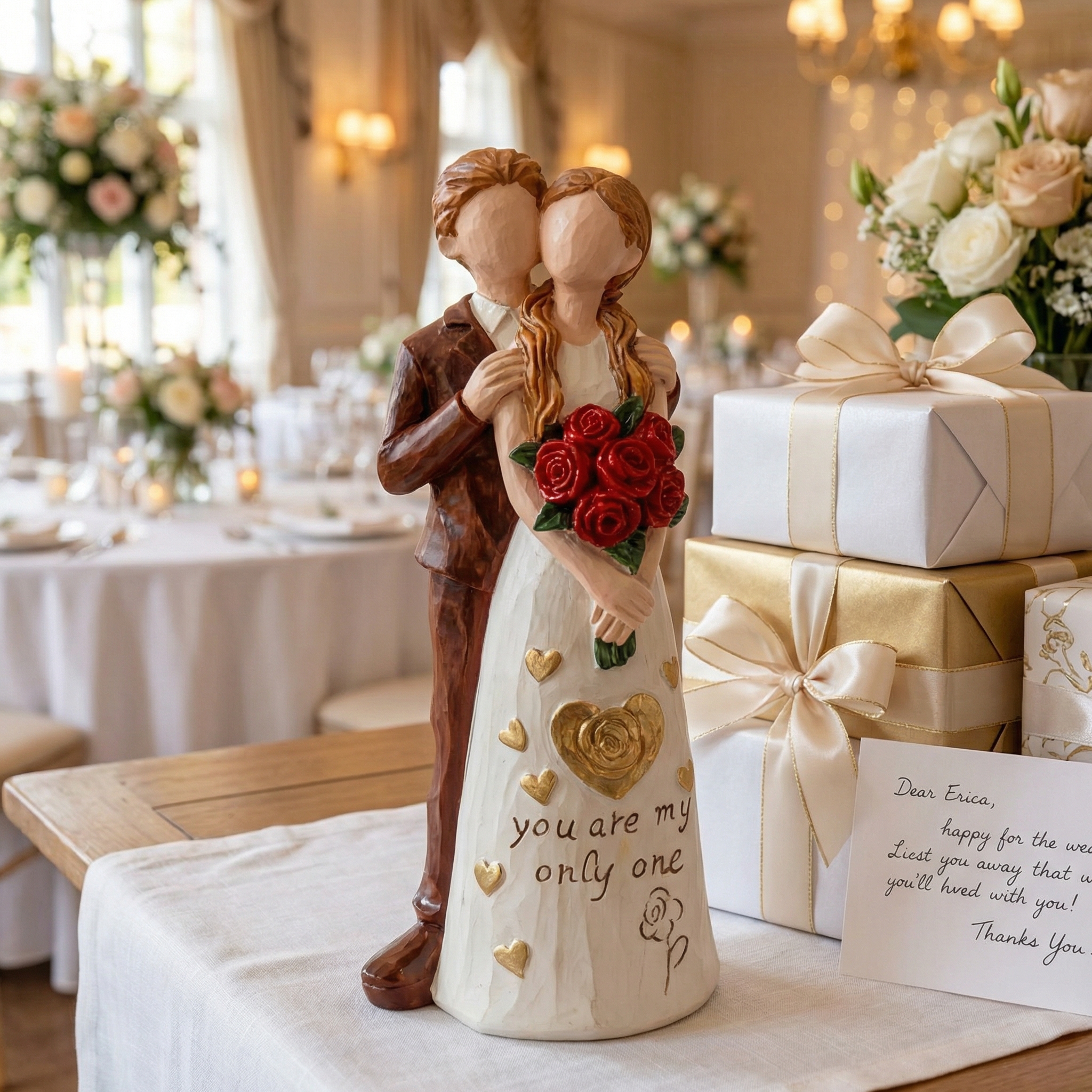 Valentine'S Day Sculpted Hand-Painted Romantic Couple Figurine