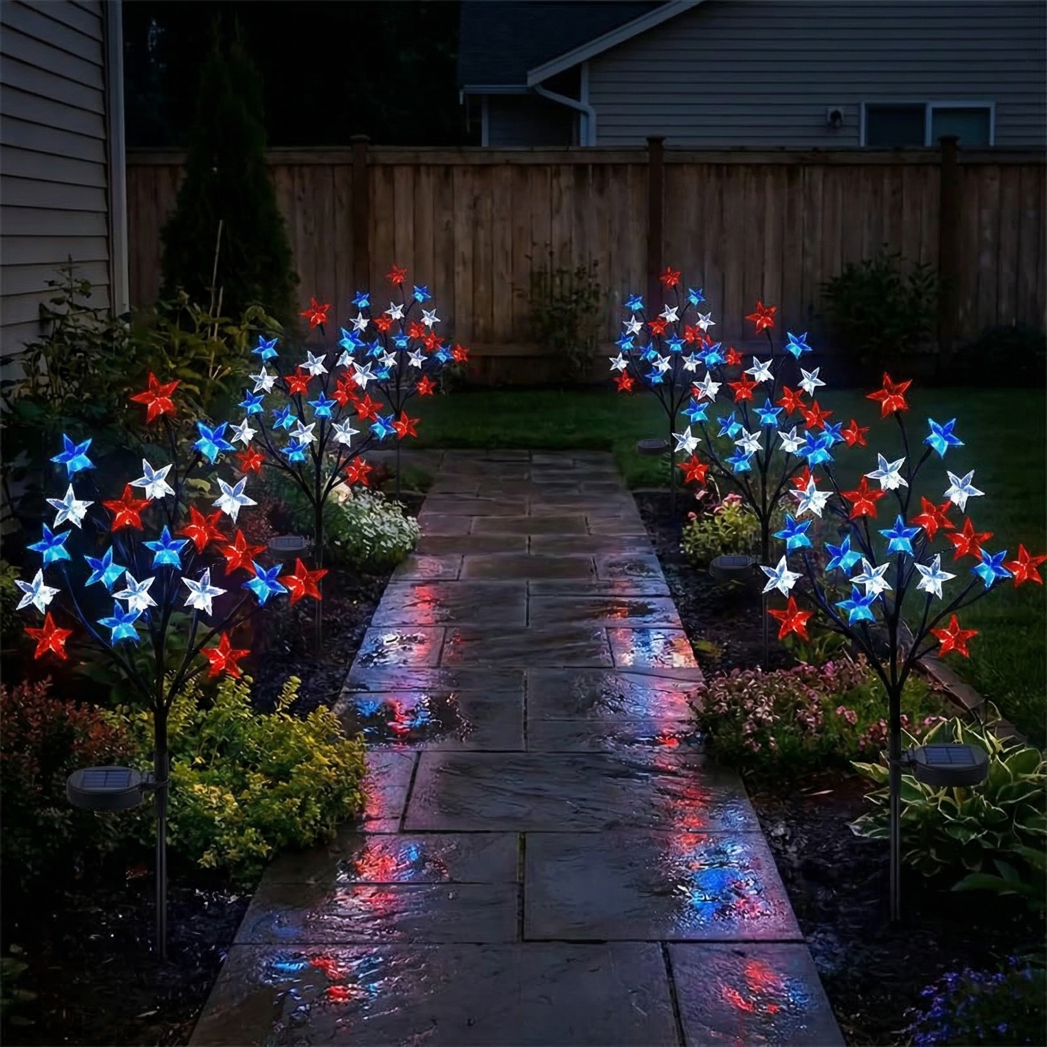Solar Patriotic Star Lights for Outdoor Decor