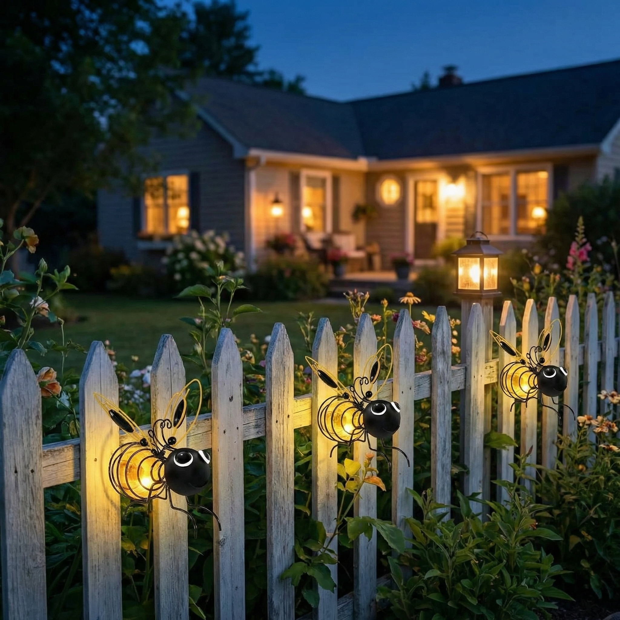 Hanging Bee Solar Light Decor for Outside