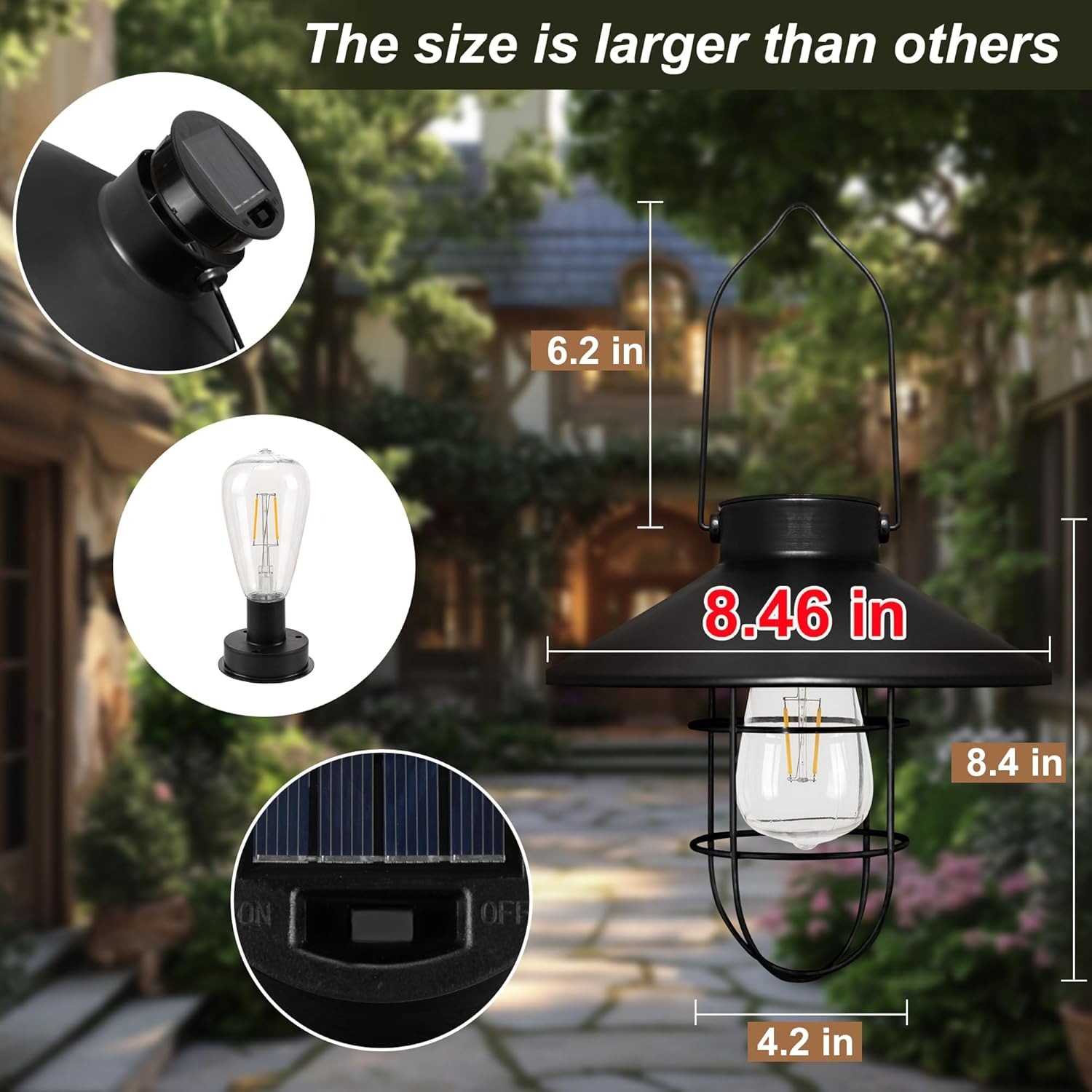 Vintage Metal Waterproof Solar Lantern Light with Warm White