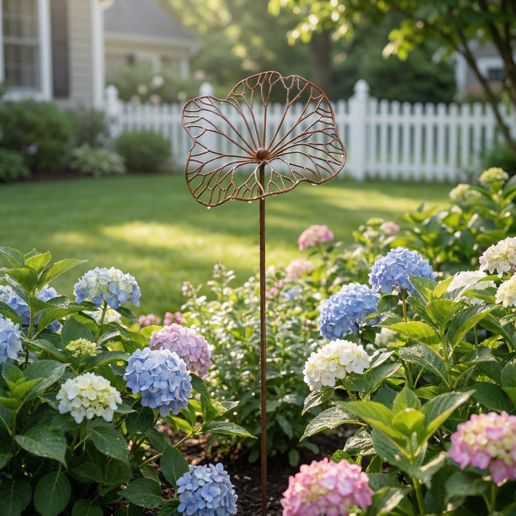 Iron Art Lotus Leaf Ground Insert with Rust-Like Finish