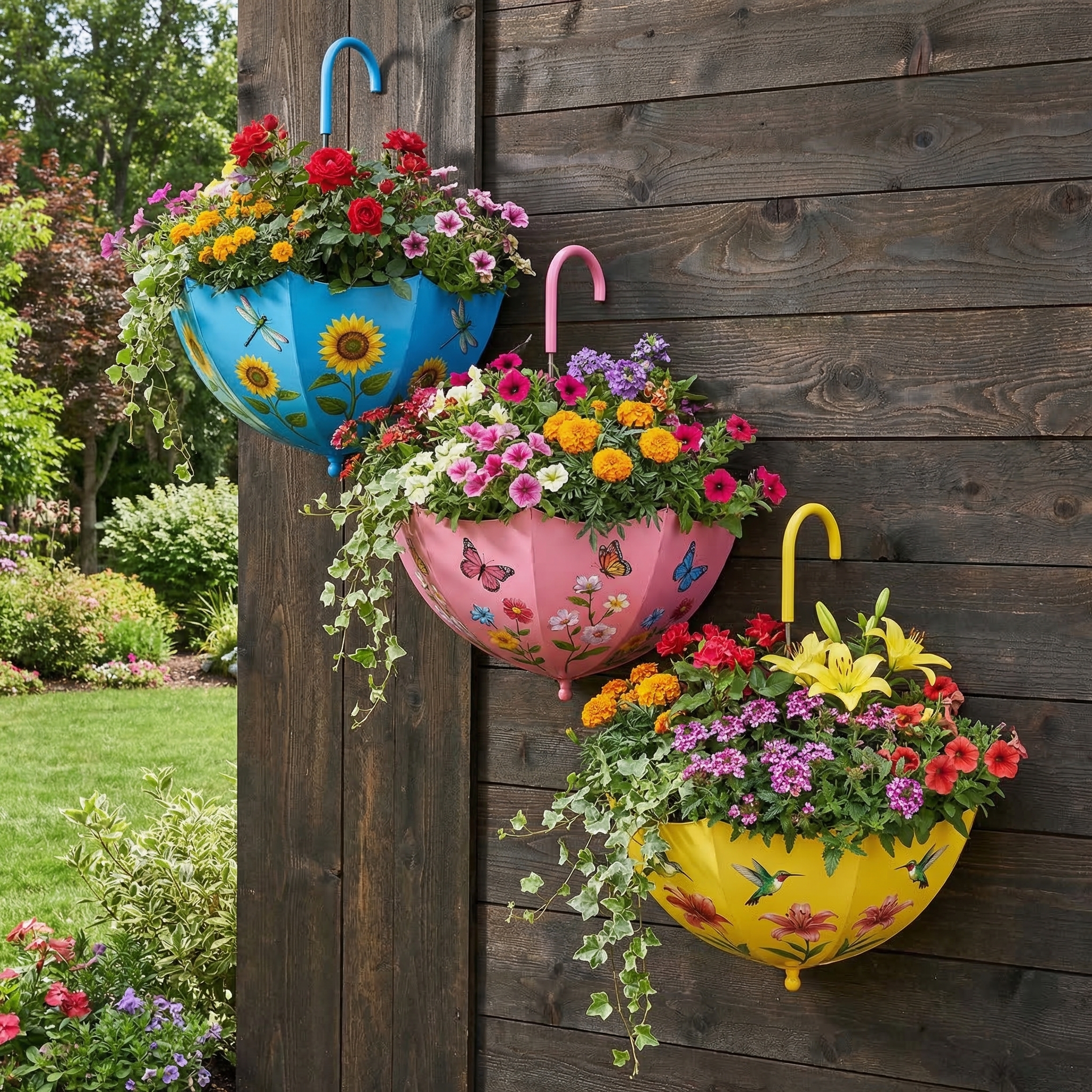 Umbrella-Shaped Wall Planter with Rotatable Handle & Drainage