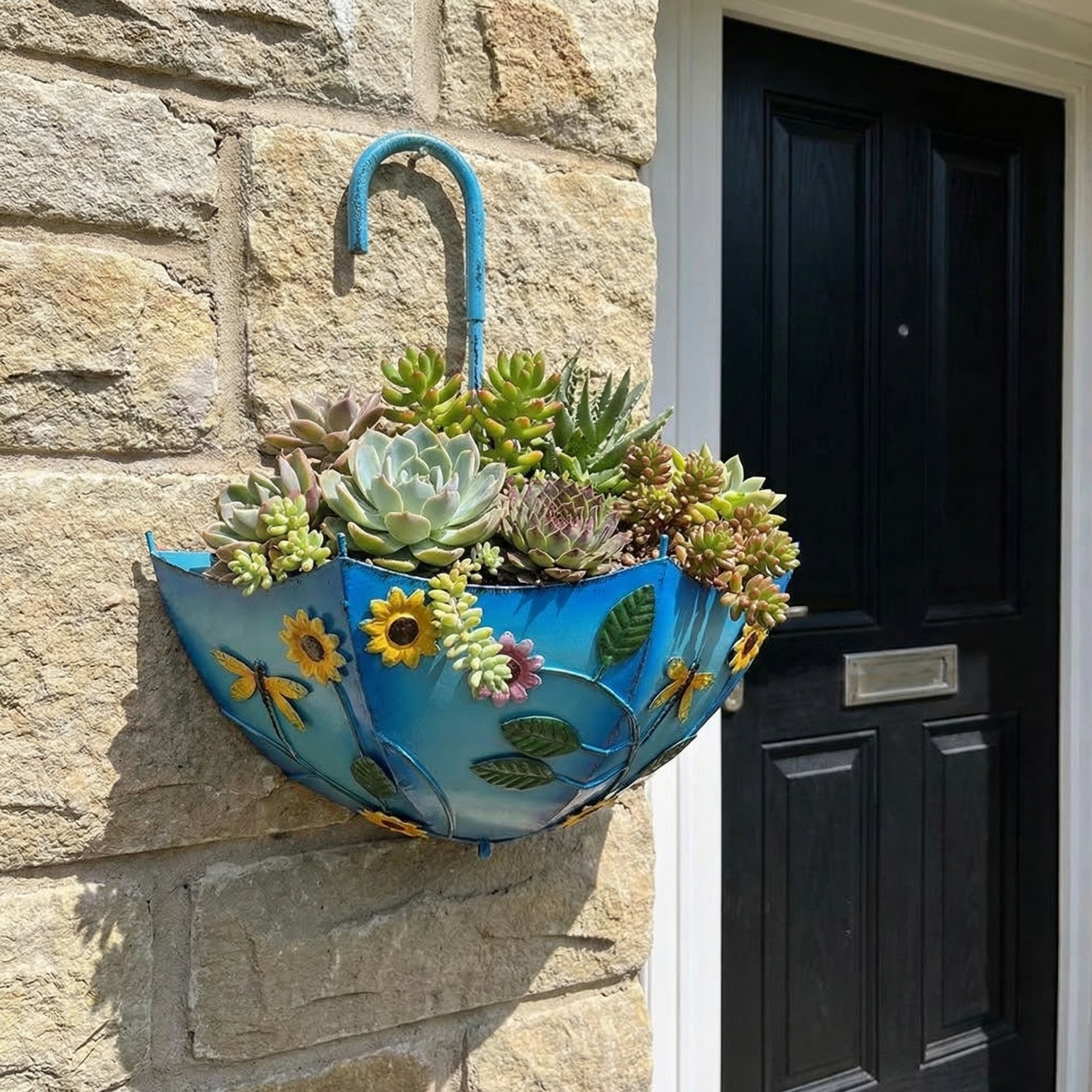 Umbrella-Shaped Wall Planter with Rotatable Handle & Drainage