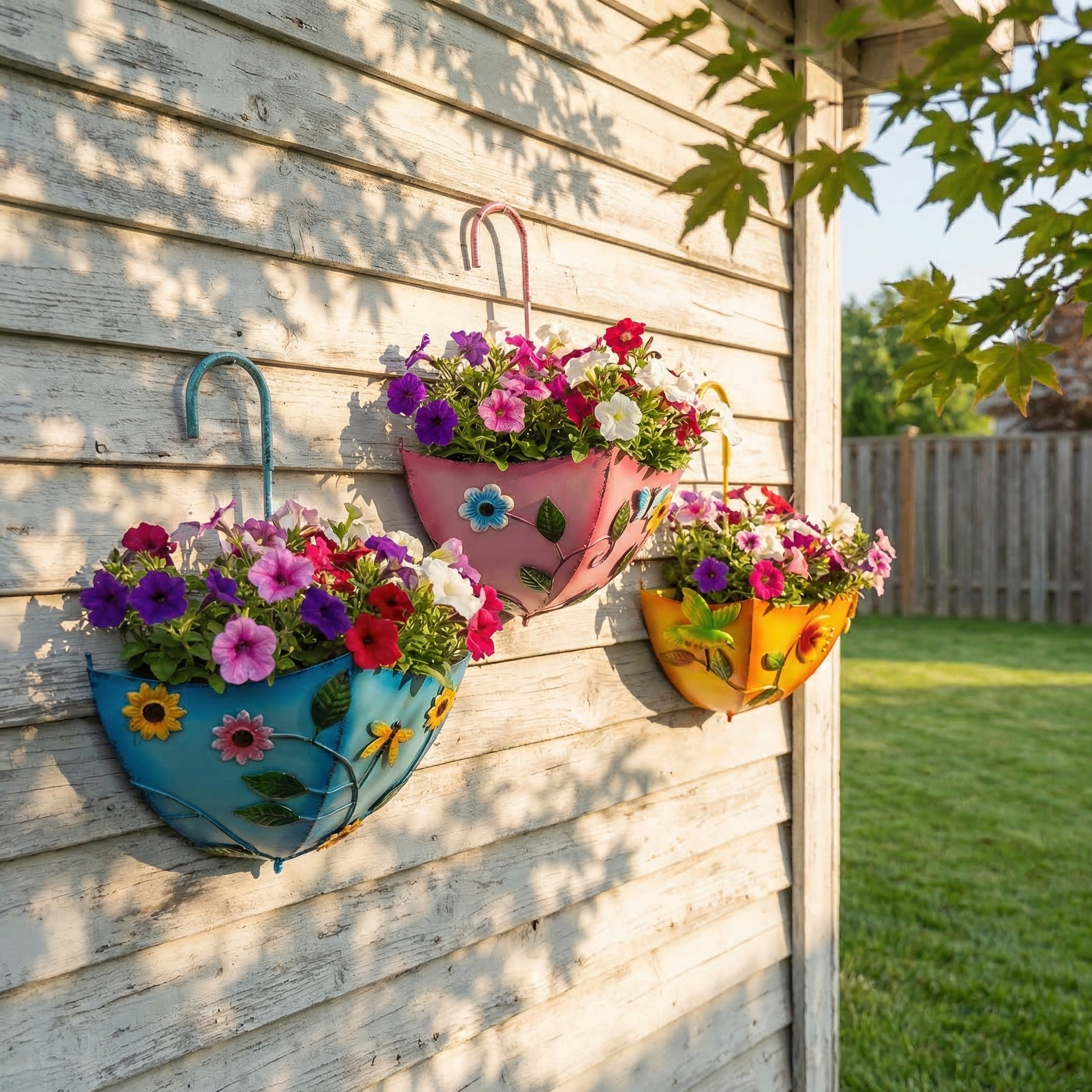 Umbrella-Shaped Wall Planter with Rotatable Handle & Drainage
