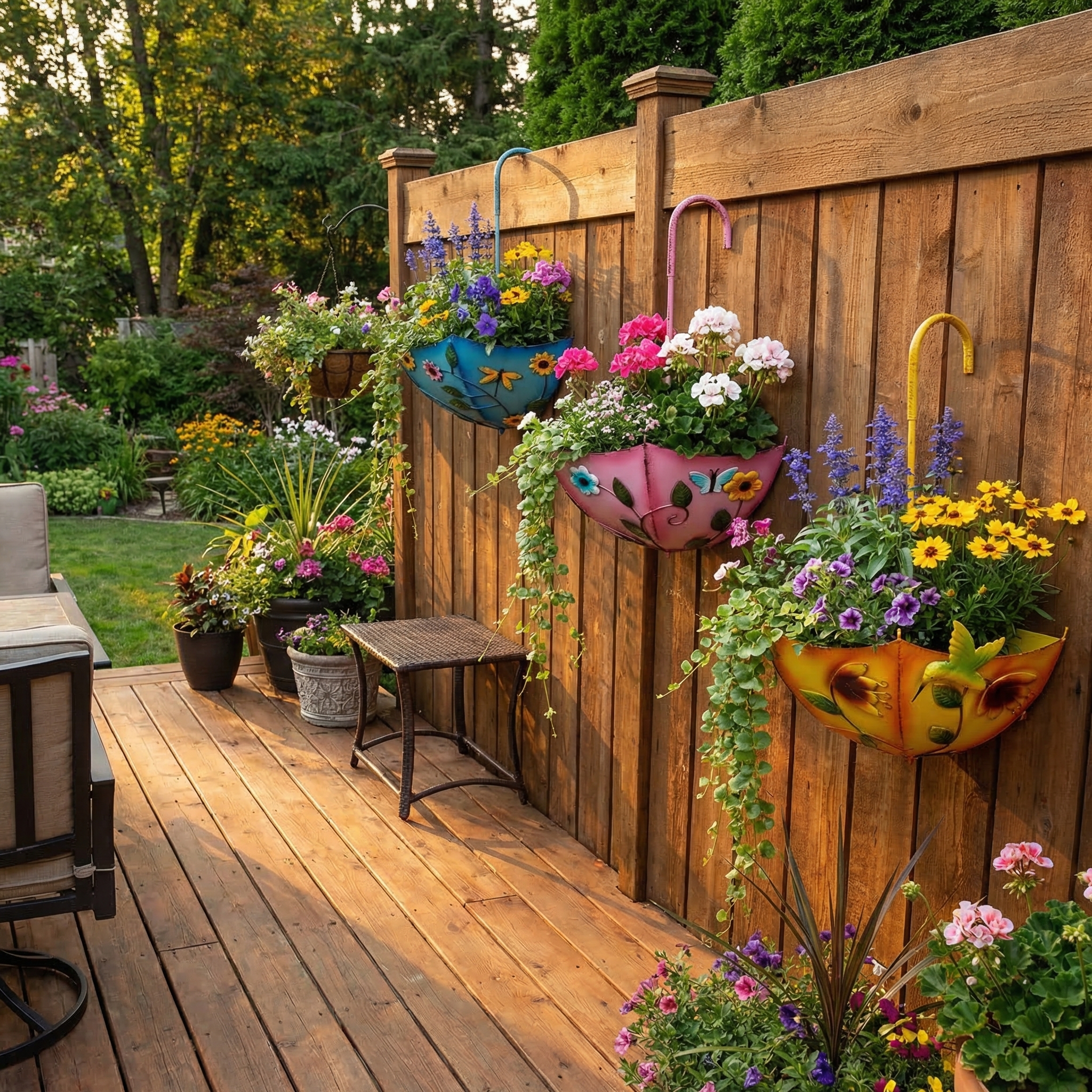 Umbrella-Shaped Wall Planter with Rotatable Handle & Drainage