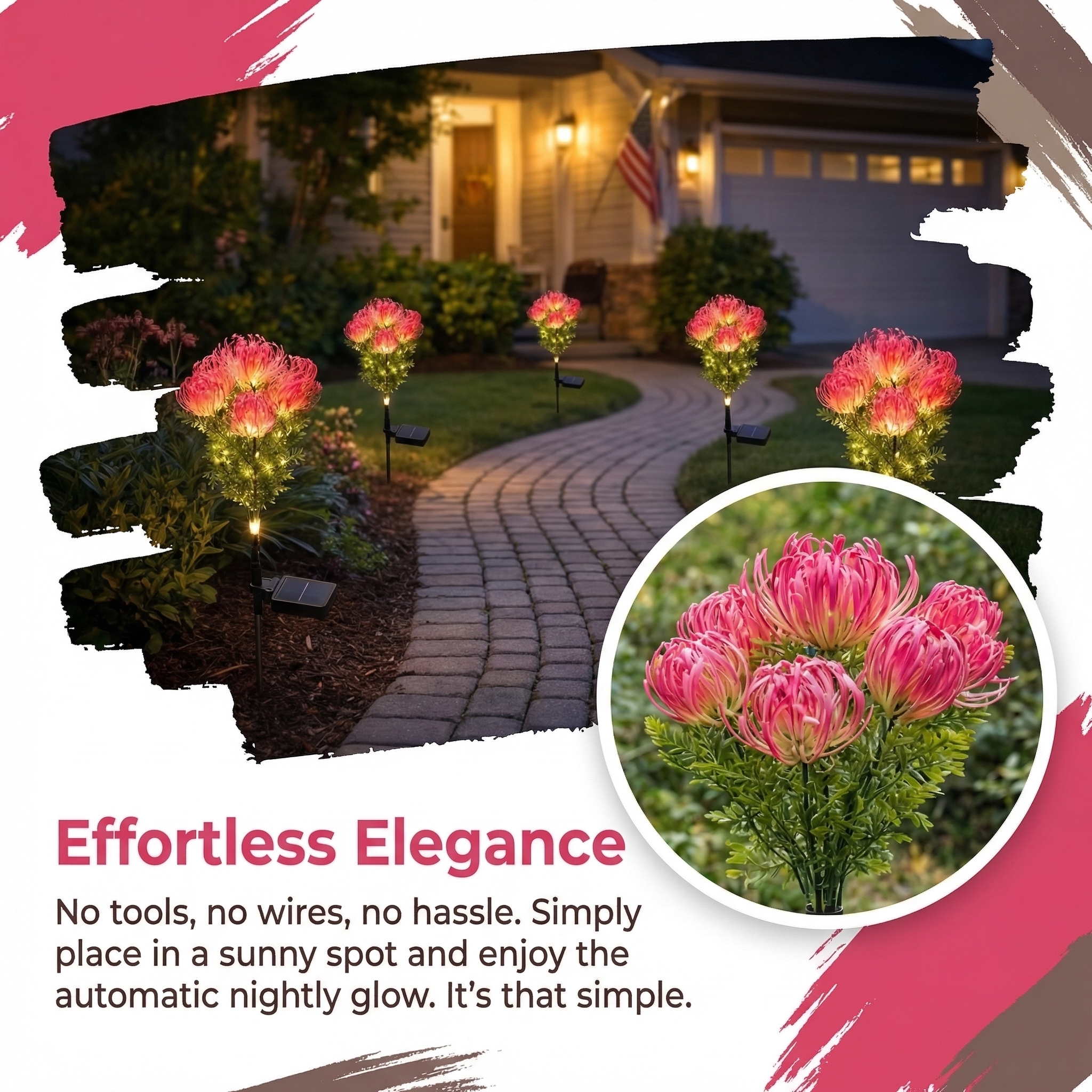 Set of  2 Outdoor Solar Lycoris Flower Garden Lights