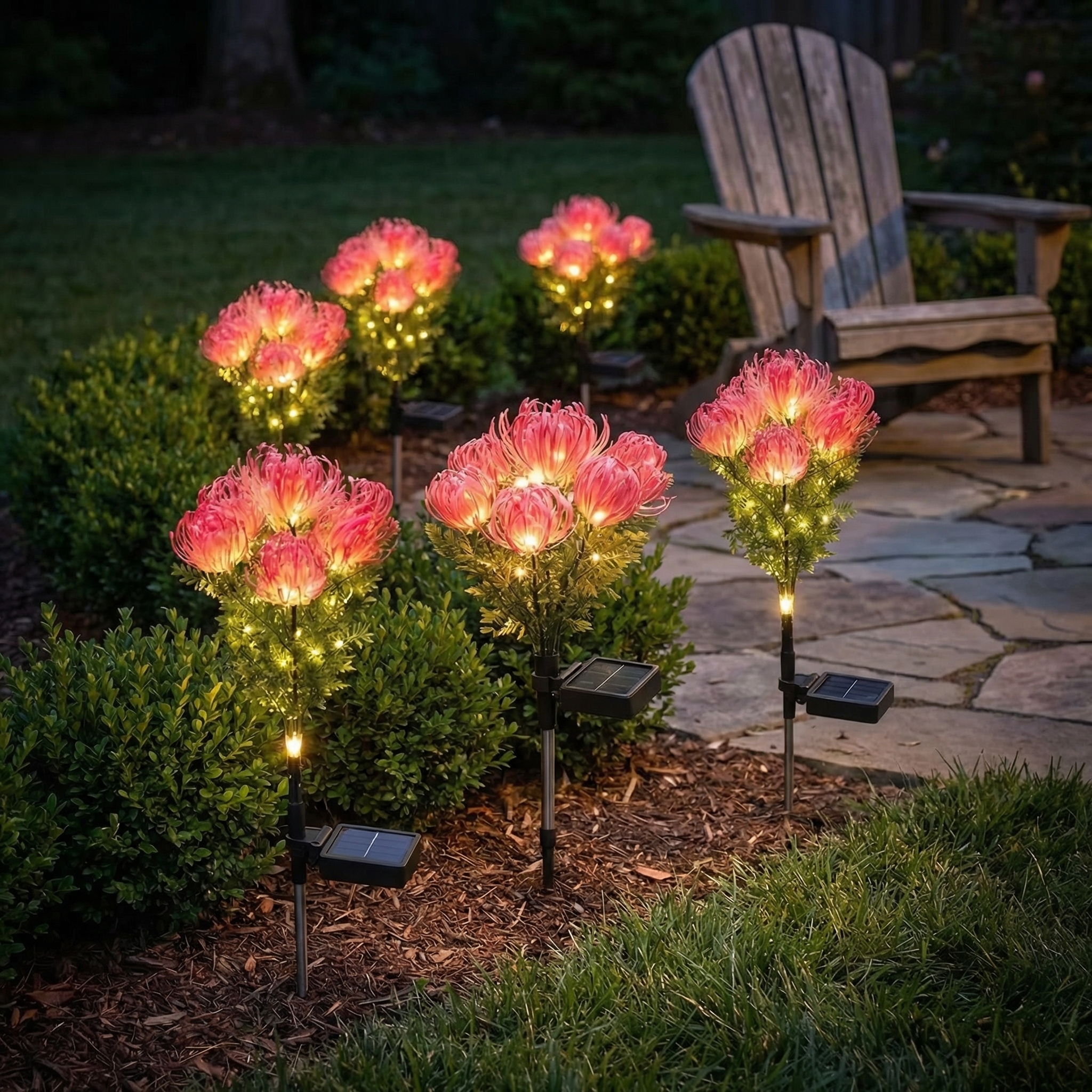 Set of  2 Outdoor Solar Lycoris Flower Garden Lights
