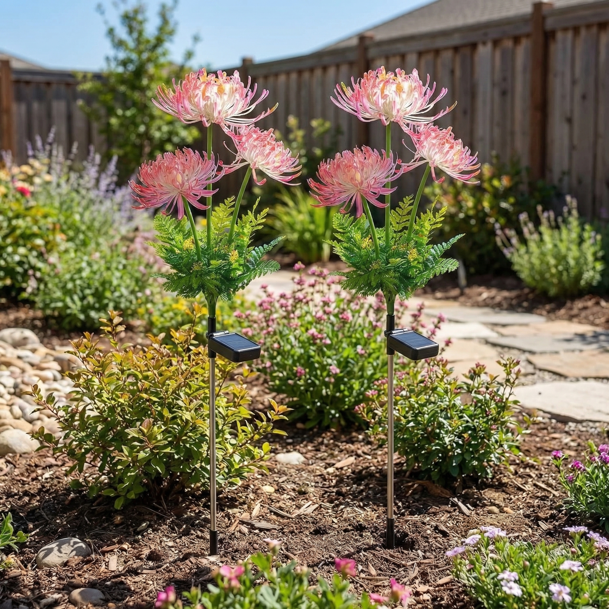 Set of  2 Outdoor Solar Lycoris Flower Garden Lights