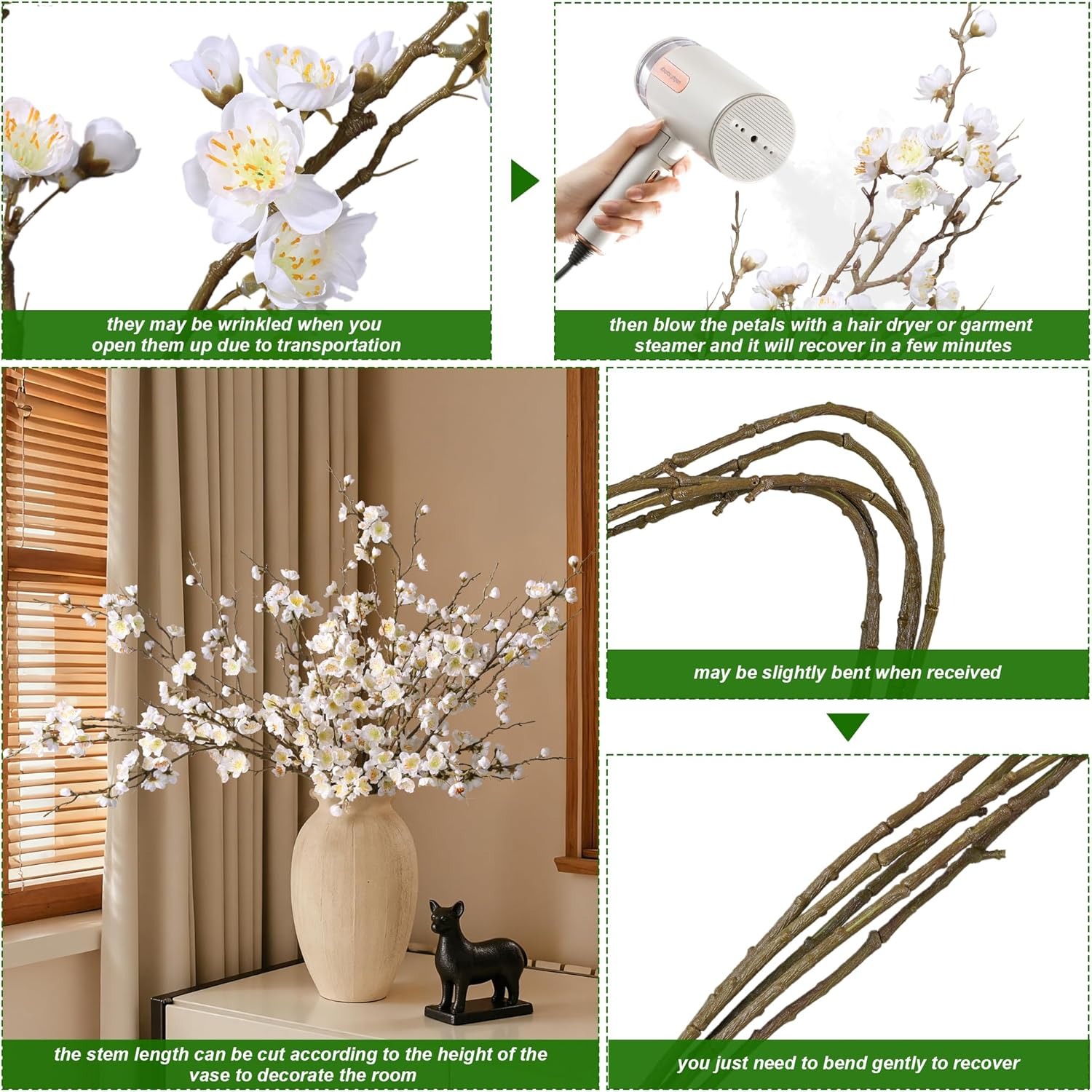 5PCS Artificial Cherry Blossom Branches Spring Indoor Decoration