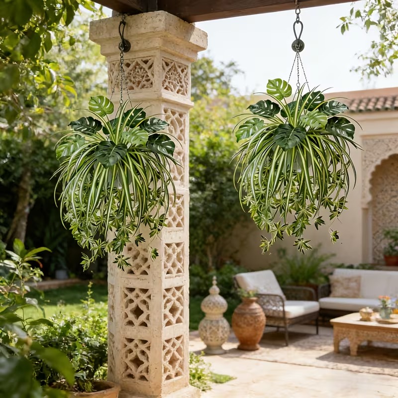 Spring Special Artificial Plant Combination Hanging Basket - 9 Turtle Back Leaves + 1 Spider Plant