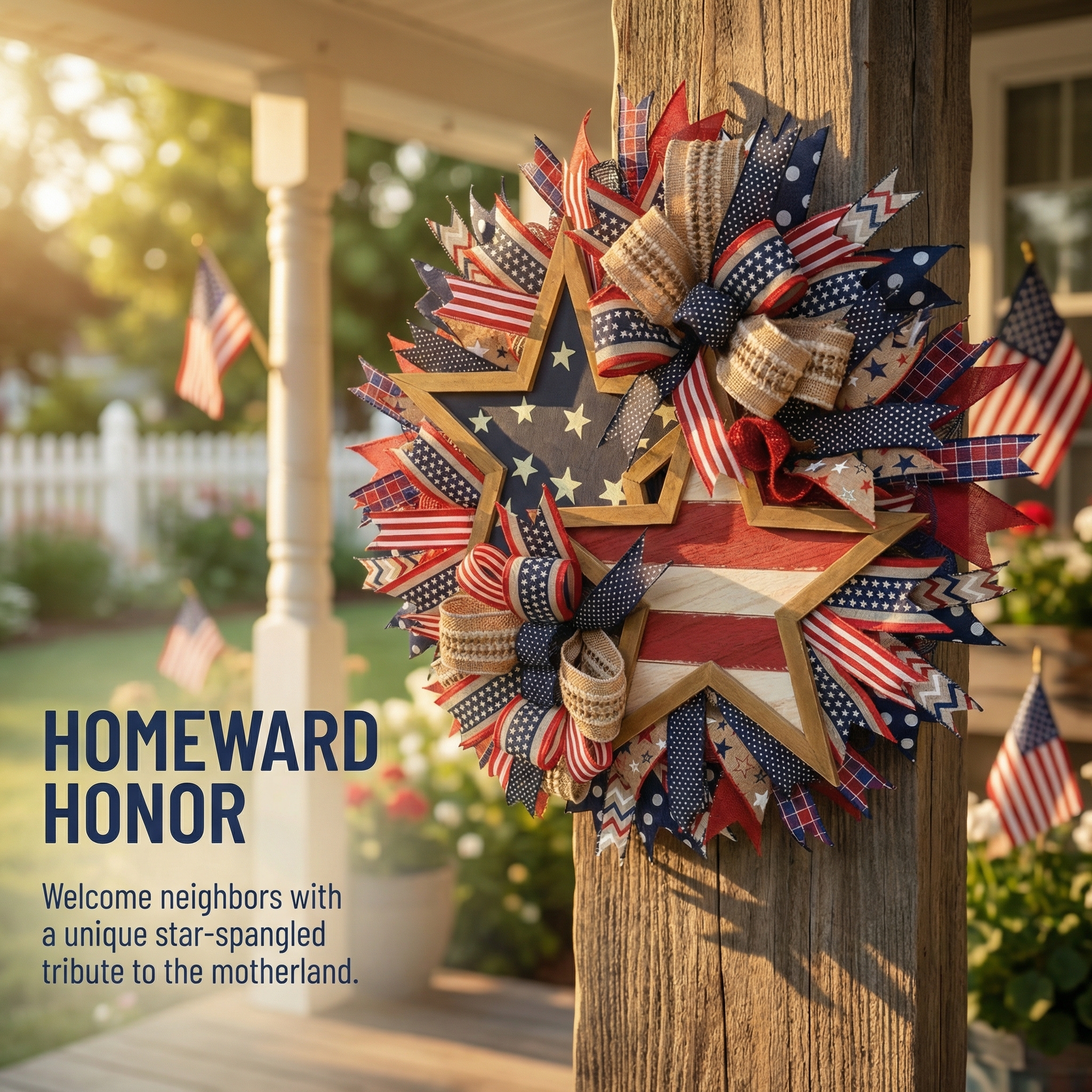 Patriotic Independence Day Wreath for Front Door