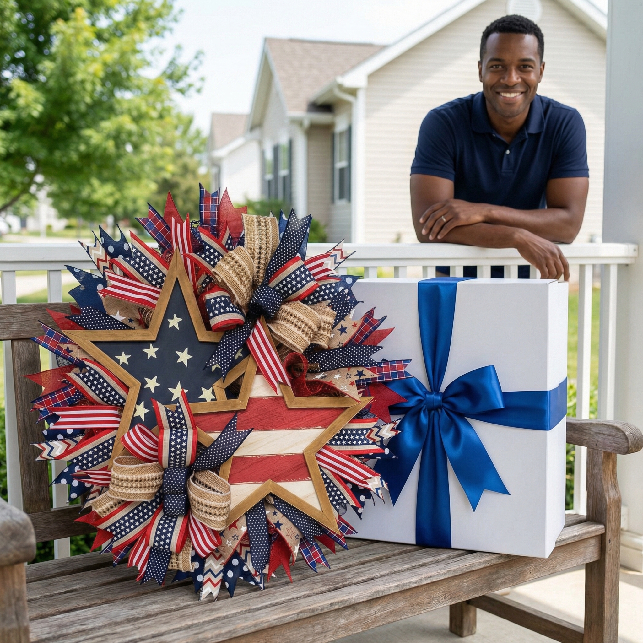 Patriotic Independence Day Wreath for Front Door
