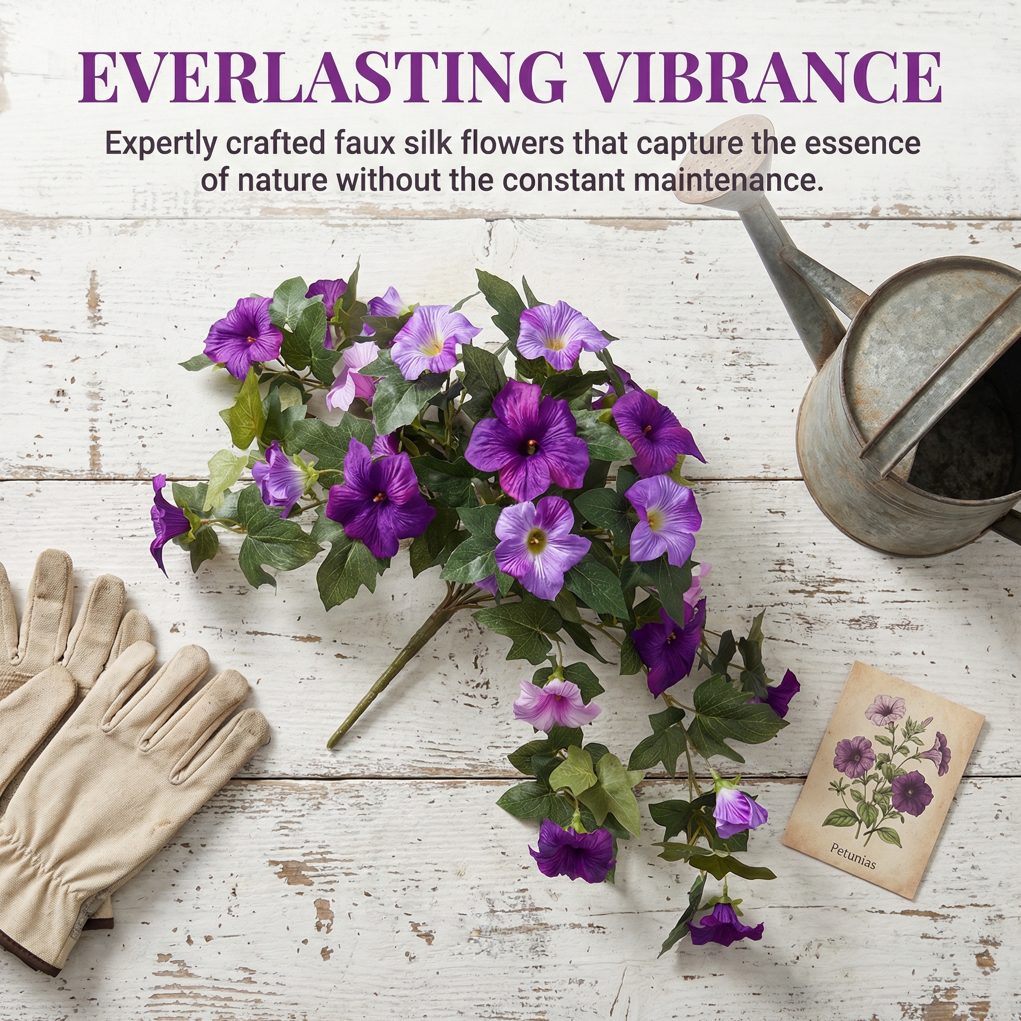 Artificial UV Resistant Faux Silk Petunia Flowers for Outdoors