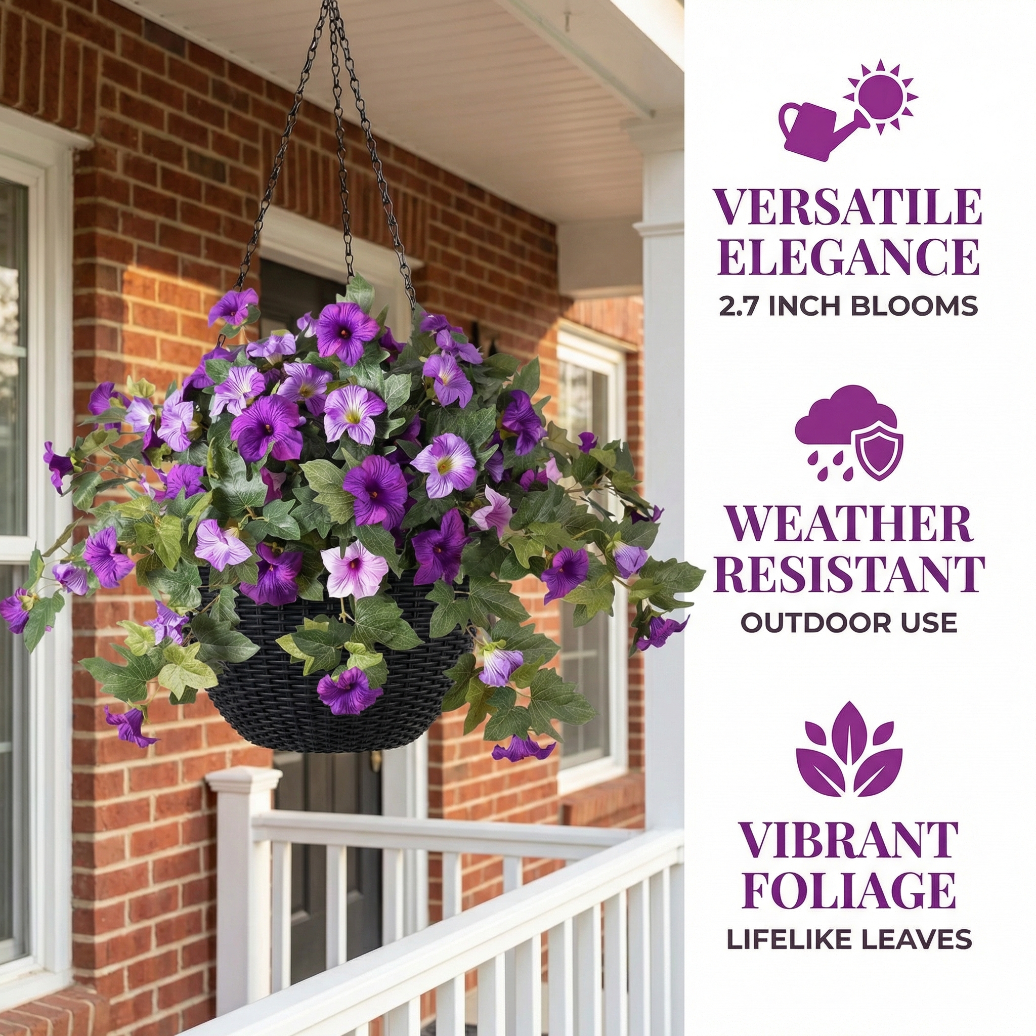 Artificial UV Resistant Faux Silk Petunia Flowers for Outdoors