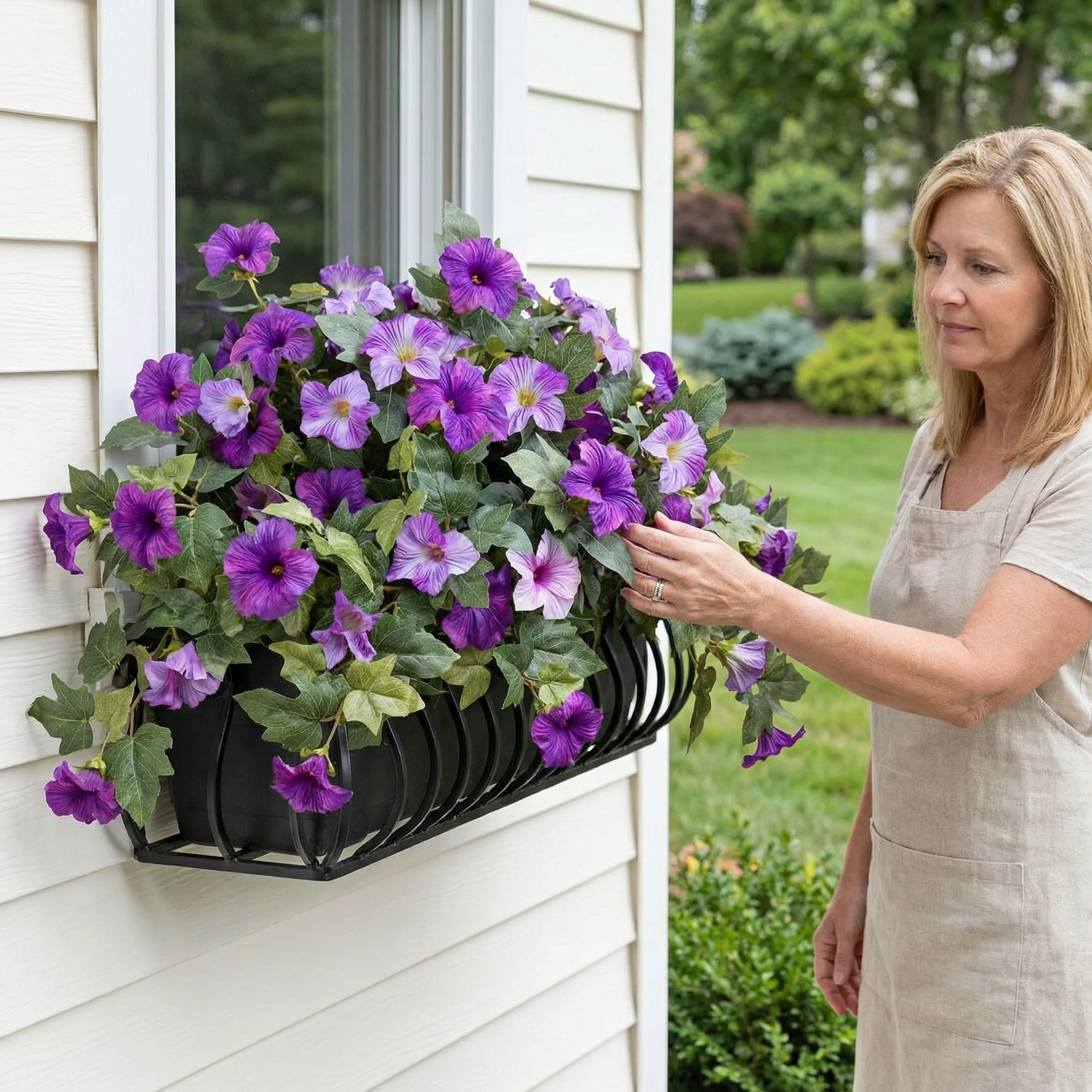 Artificial UV Resistant Faux Silk Petunia Flowers for Outdoors