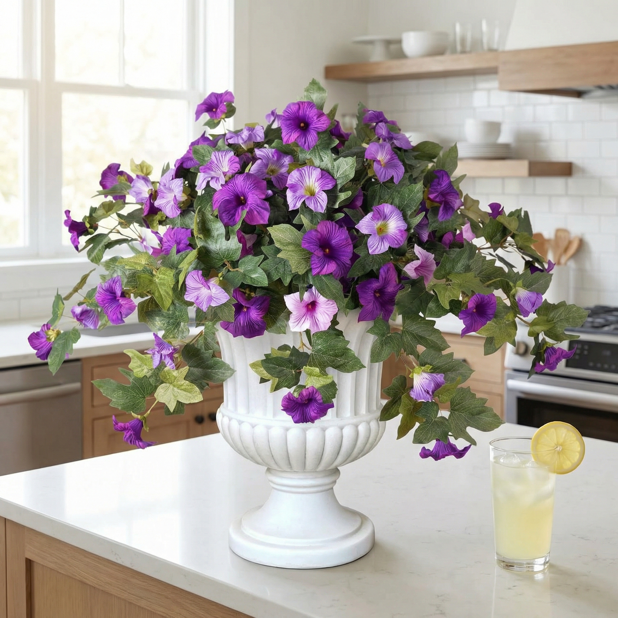 Artificial UV Resistant Faux Silk Petunia Flowers for Outdoors