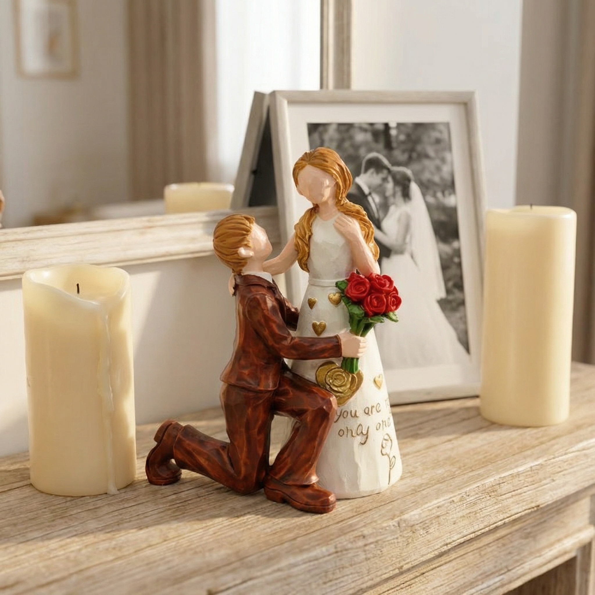 Valentine'S Day Sculpted Hand-Painted Romantic Couple Figurine