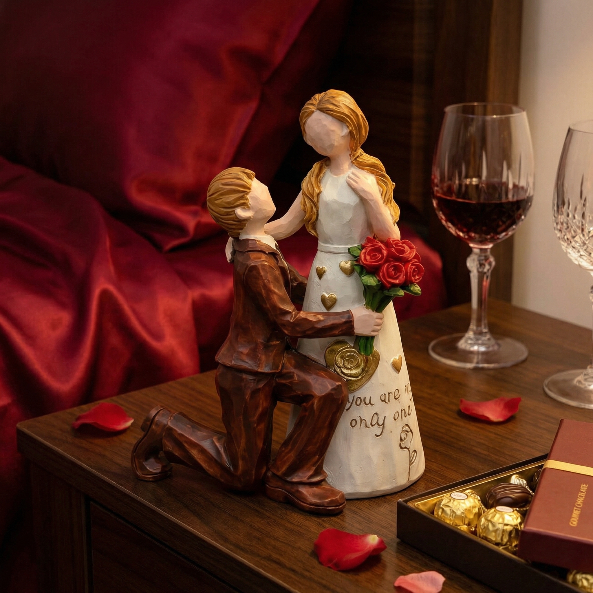 Valentine'S Day Sculpted Hand-Painted Romantic Couple Figurine