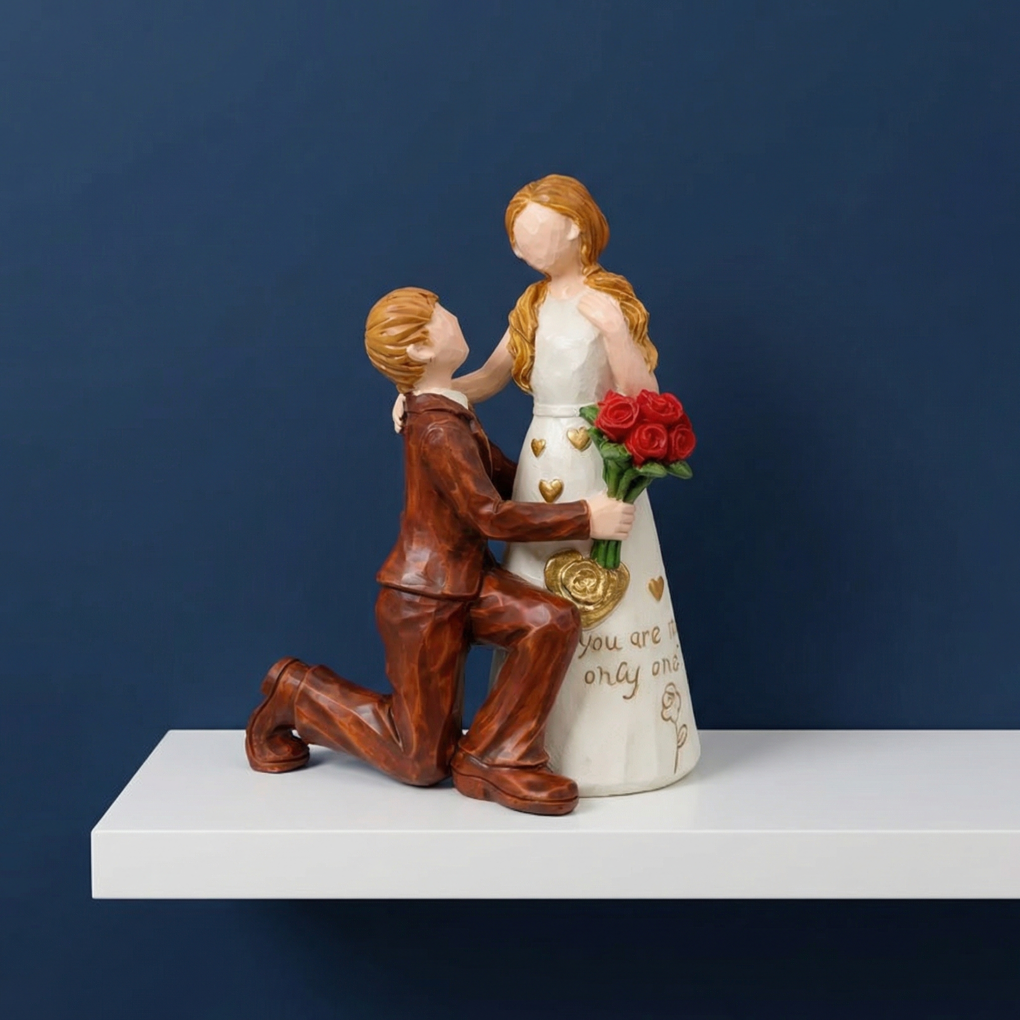 Valentine'S Day Sculpted Hand-Painted Romantic Couple Figurine