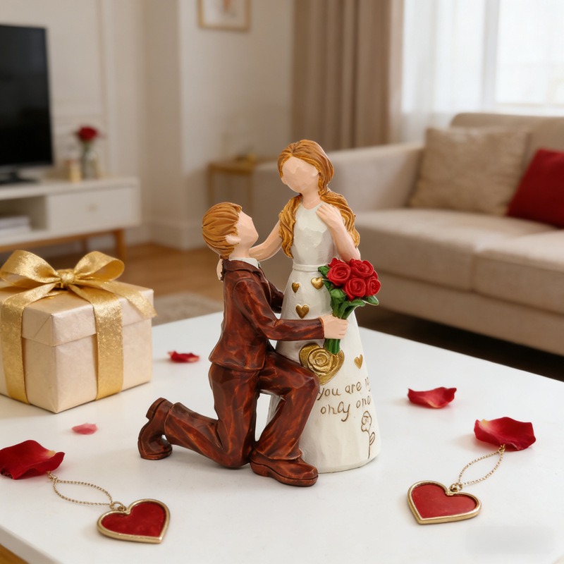 Valentine'S Day Sculpted Hand-Painted Romantic Couple Figurine