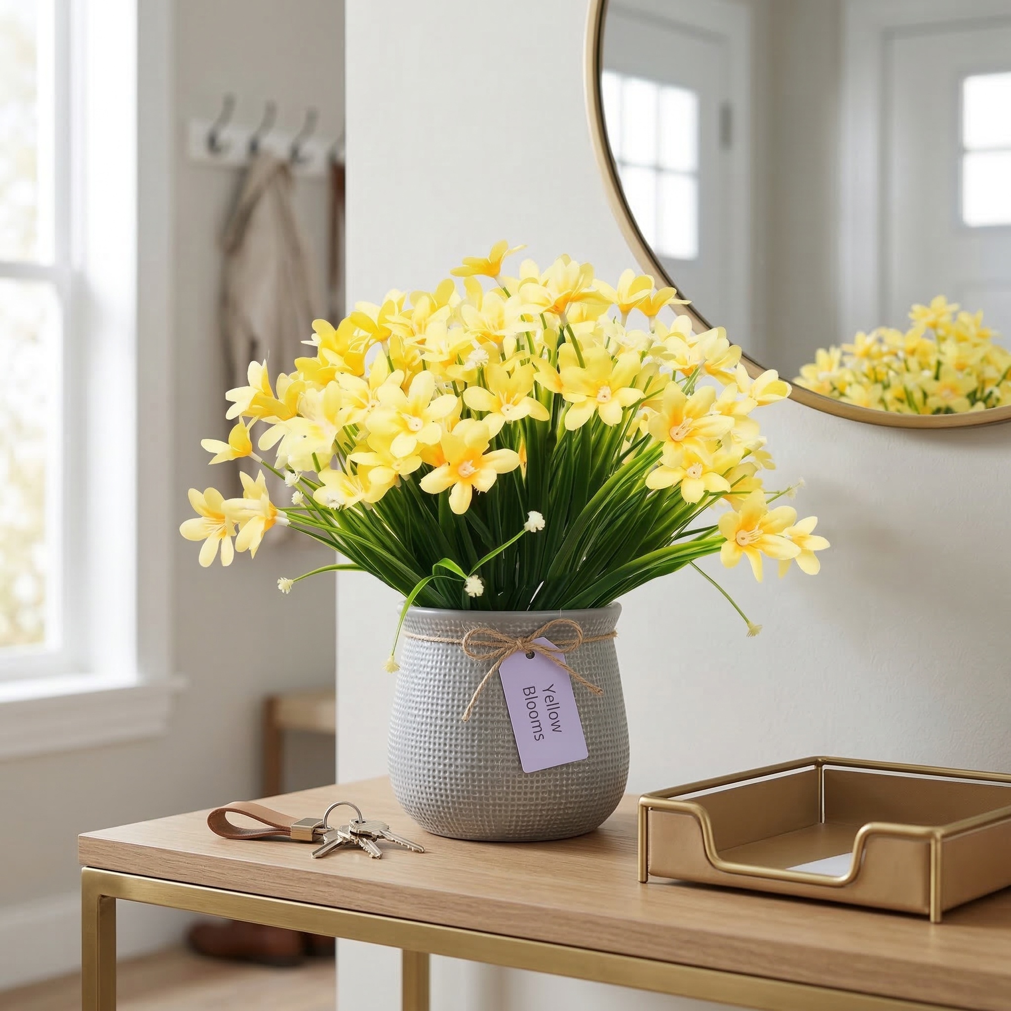 Bring instant spring charm to your space with these beautifully crafted artificial daffodil bouquets. Designed with vibrant colors and delicate petal details, each bundle looks incredibly real—without the need for watering or maintenance.  Whether placed