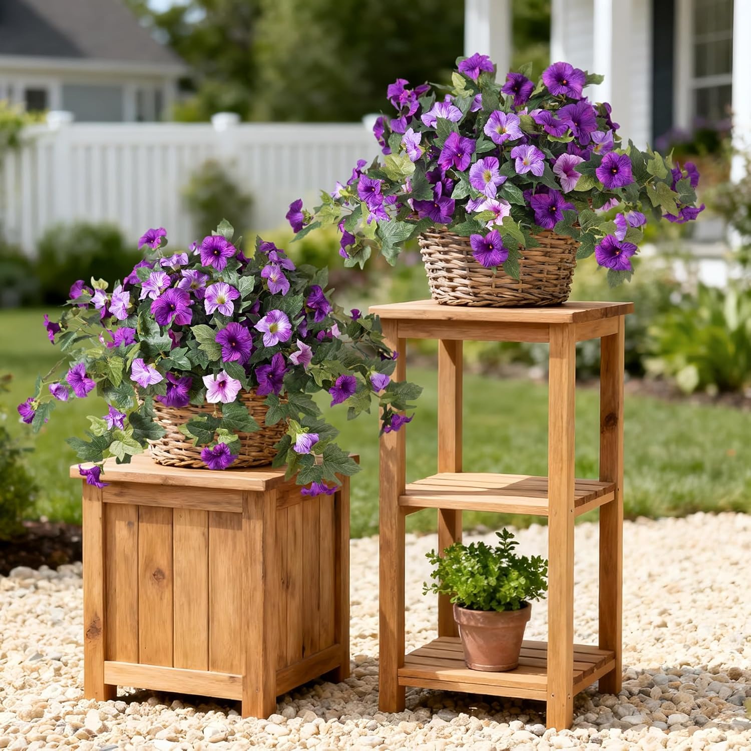 Artificial UV Resistant Faux Silk Petunia Flowers for Outdoors