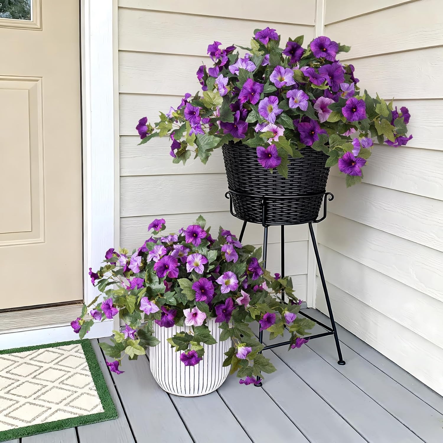 Artificial UV Resistant Faux Silk Petunia Flowers for Outdoors